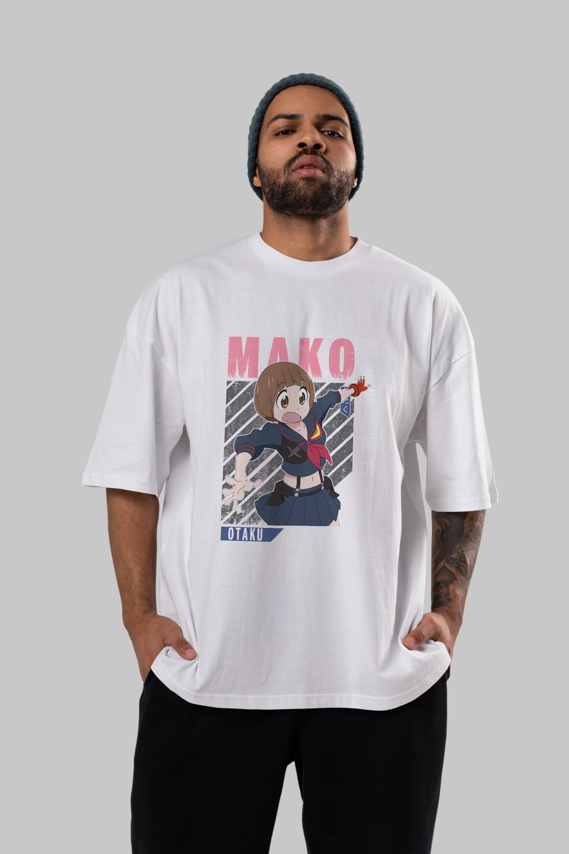 Mako Mankanshoku 2 Anime Ön Baskılı Oversize t-shirt %100 pamuk Erkek Kadın Unisex