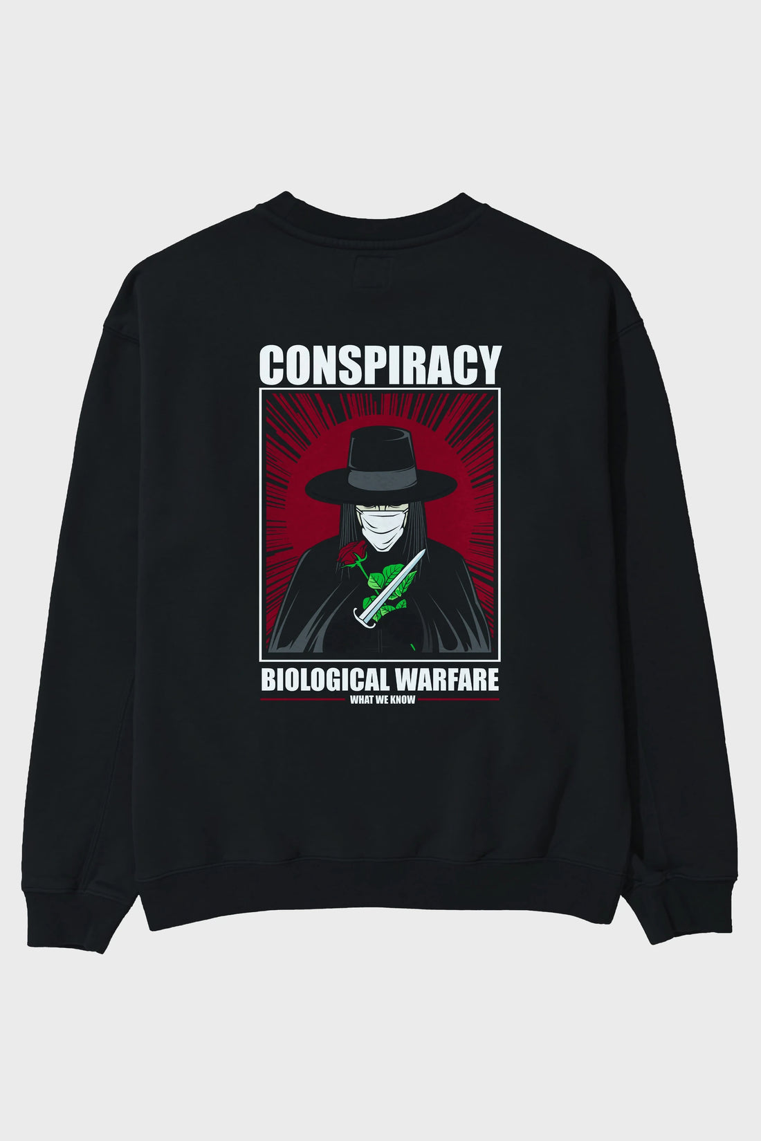 Vendetta Masker Arka Baskılı Oversize Sweatshirt Erkek Kadın Unisex