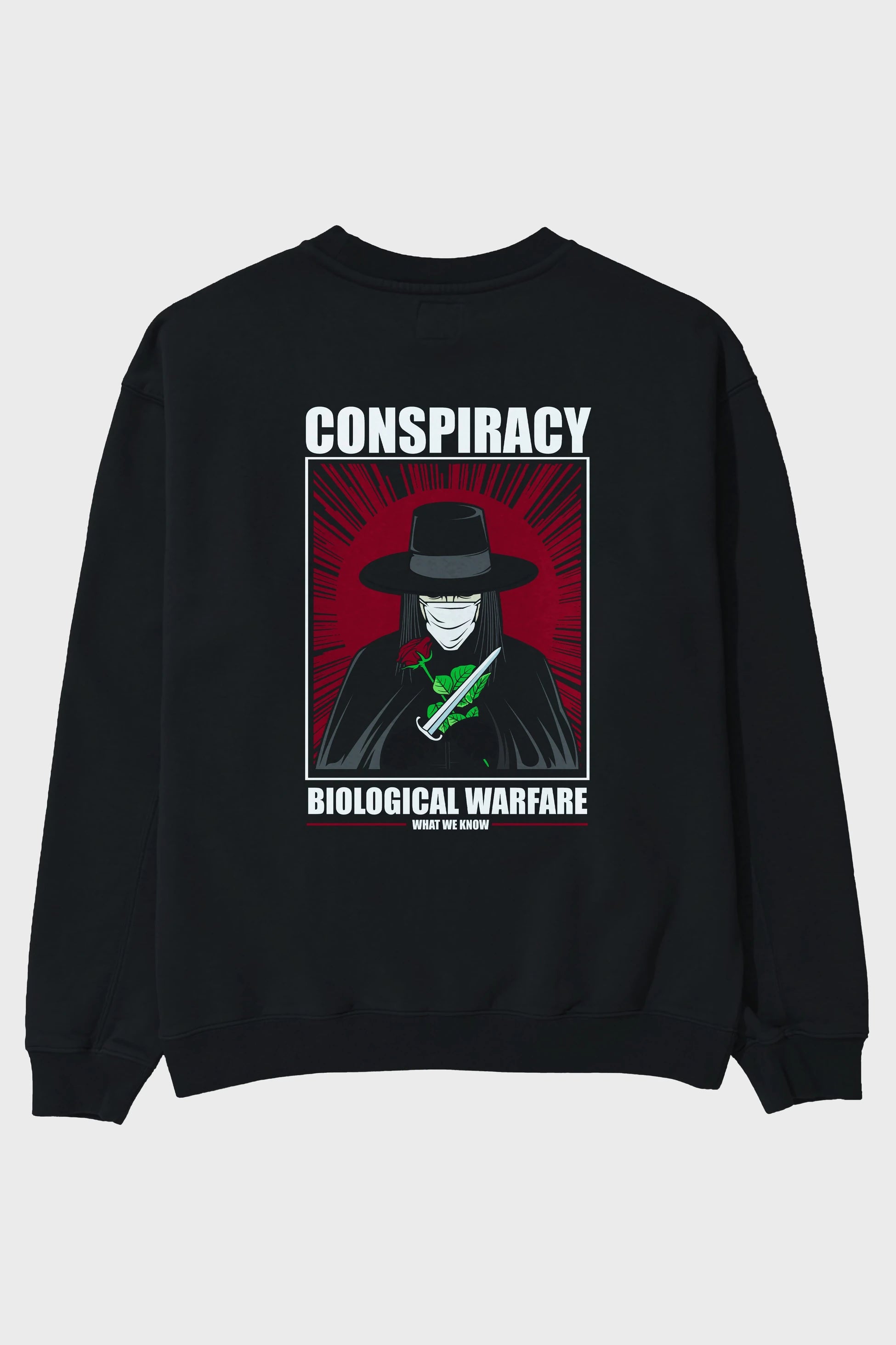 Vendetta Masker Arka Baskılı Oversize Sweatshirt Erkek Kadın Unisex