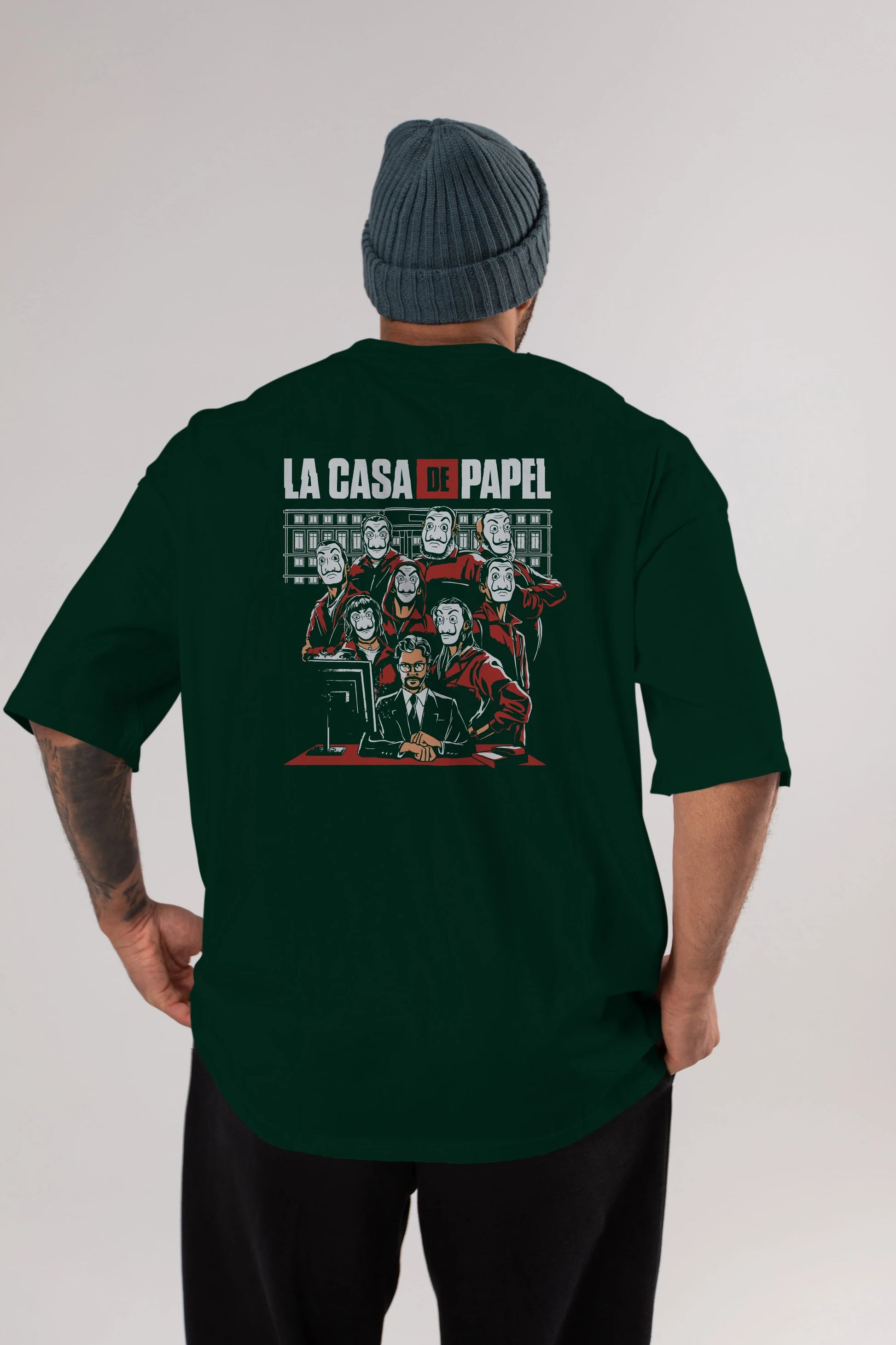 La Casa De Papel (5) Arka Baskılı Oversize t-shirt Erkek Kadın Unisex %100 Pamuk Bisiklet Yaka tişort