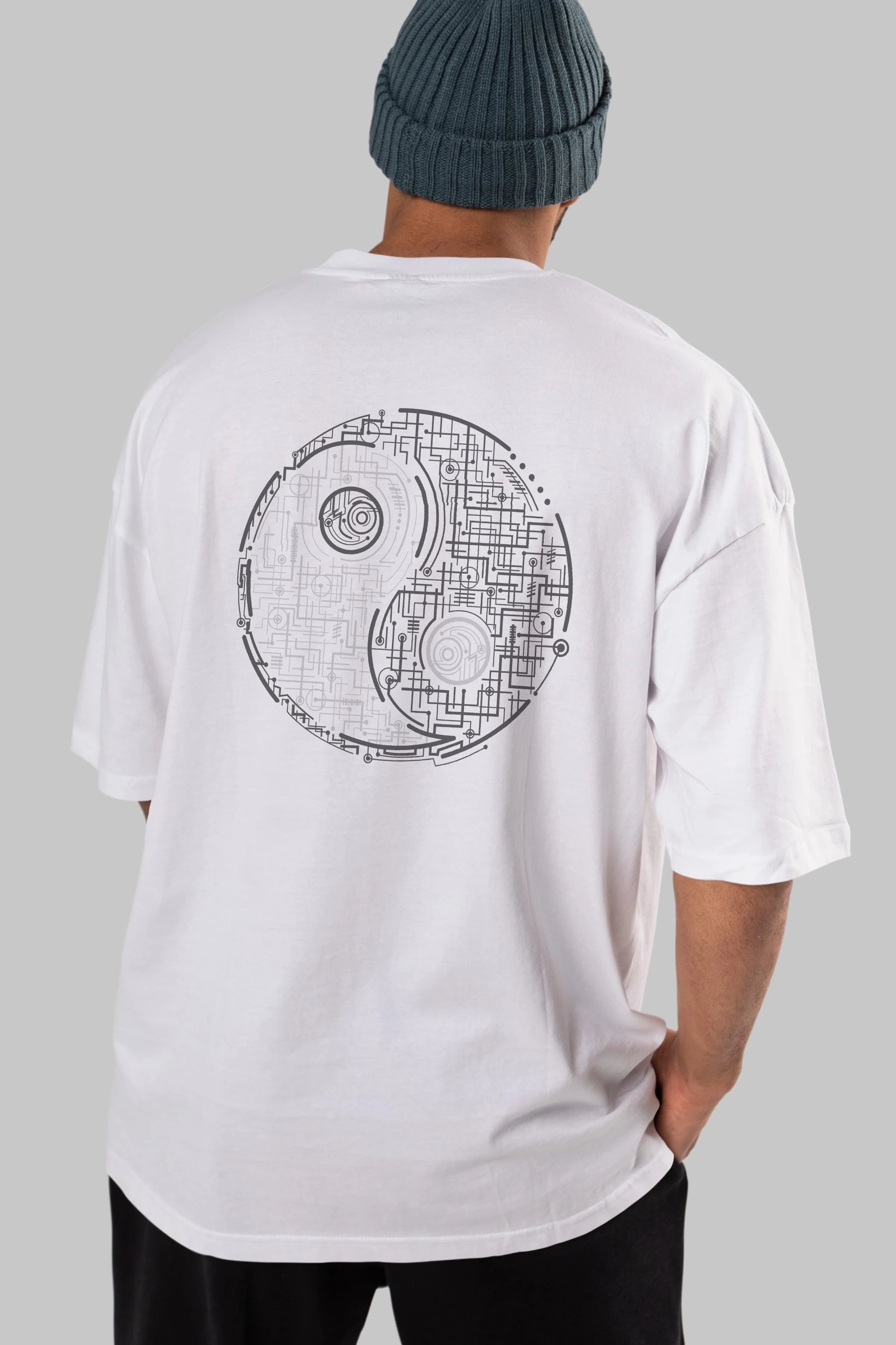 Electric Balance Arka Baskılı Oversize t-shirt %100 pamuk Erkek Kadın Unisex