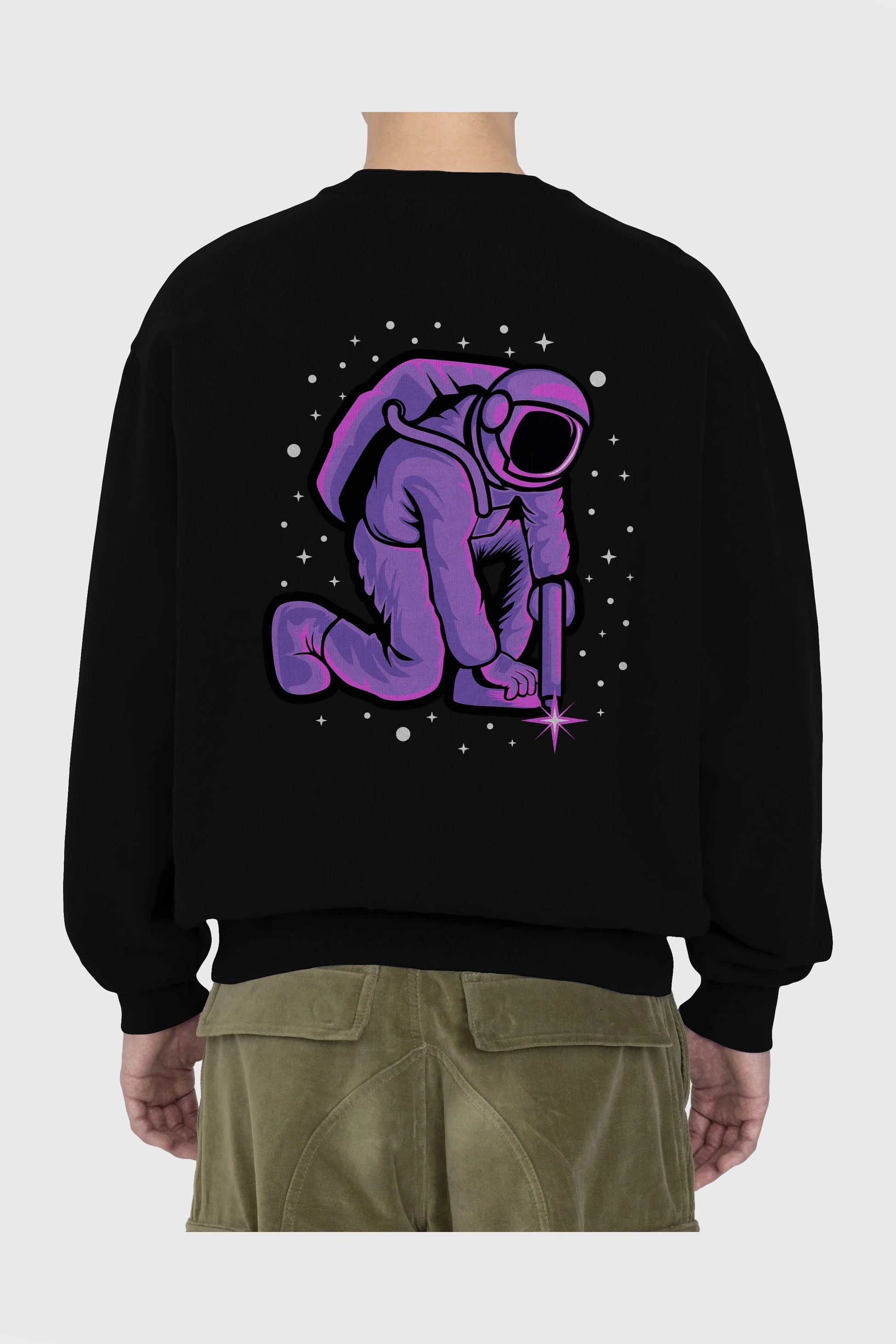 Welding in Space Arka Baskılı Oversize Sweatshirt Erkek Kadın Unisex