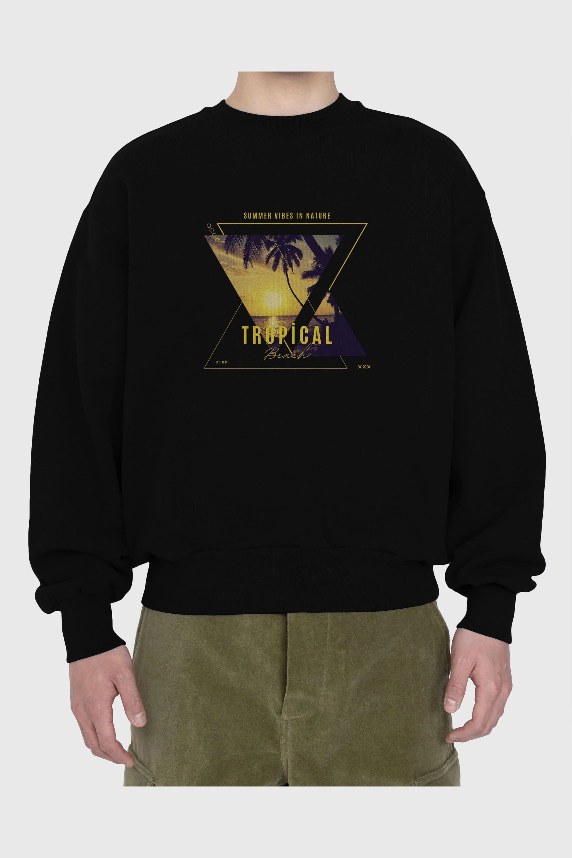 Summer Vibes Yazılı Ön Baskılı Oversize Sweatshirt Erkek Kadın Unisex