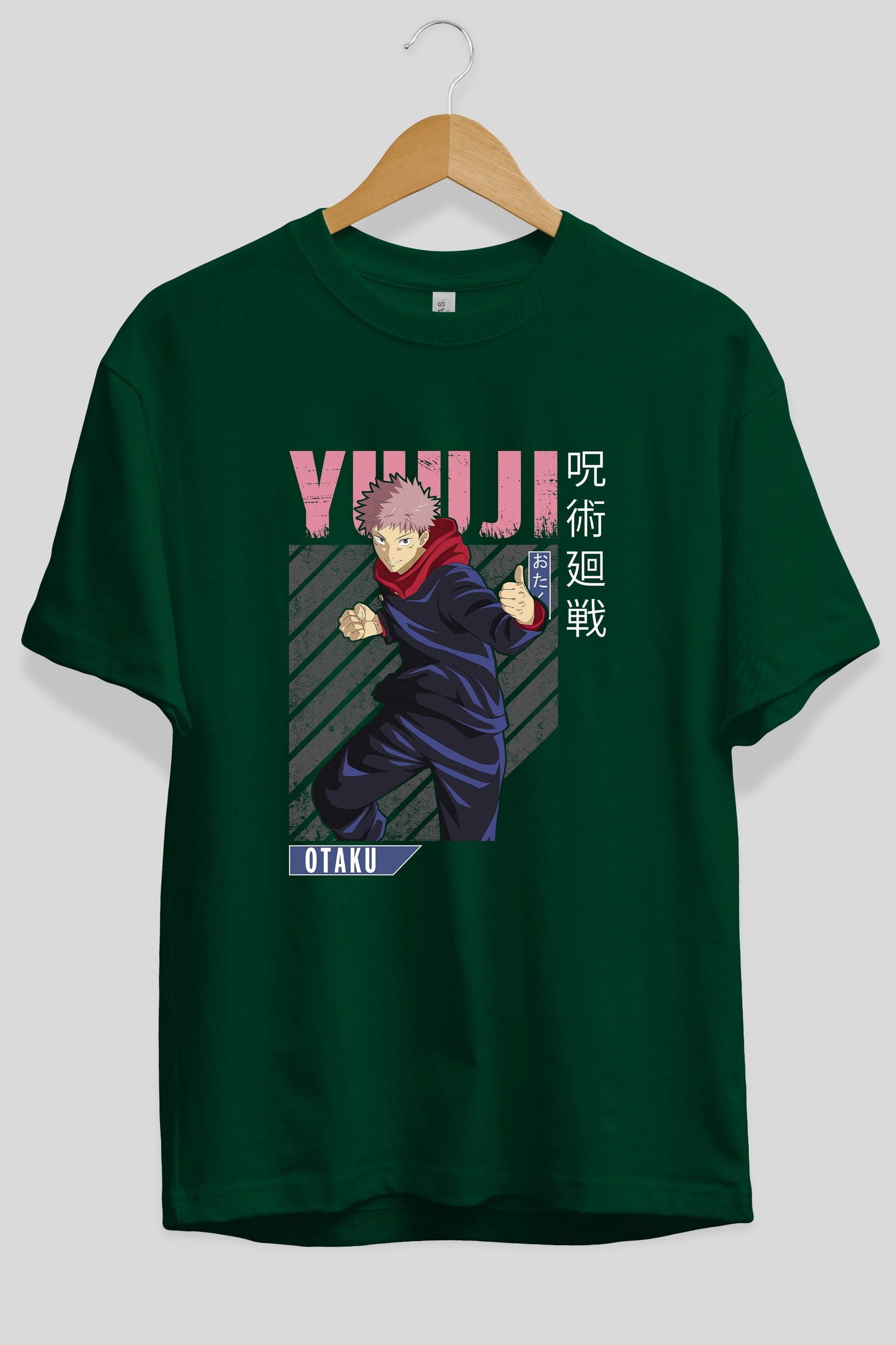 Yuuji Itadori Anime Ön Baskılı Oversize t-shirt %100 pamuk Erkek Kadın Unisex
