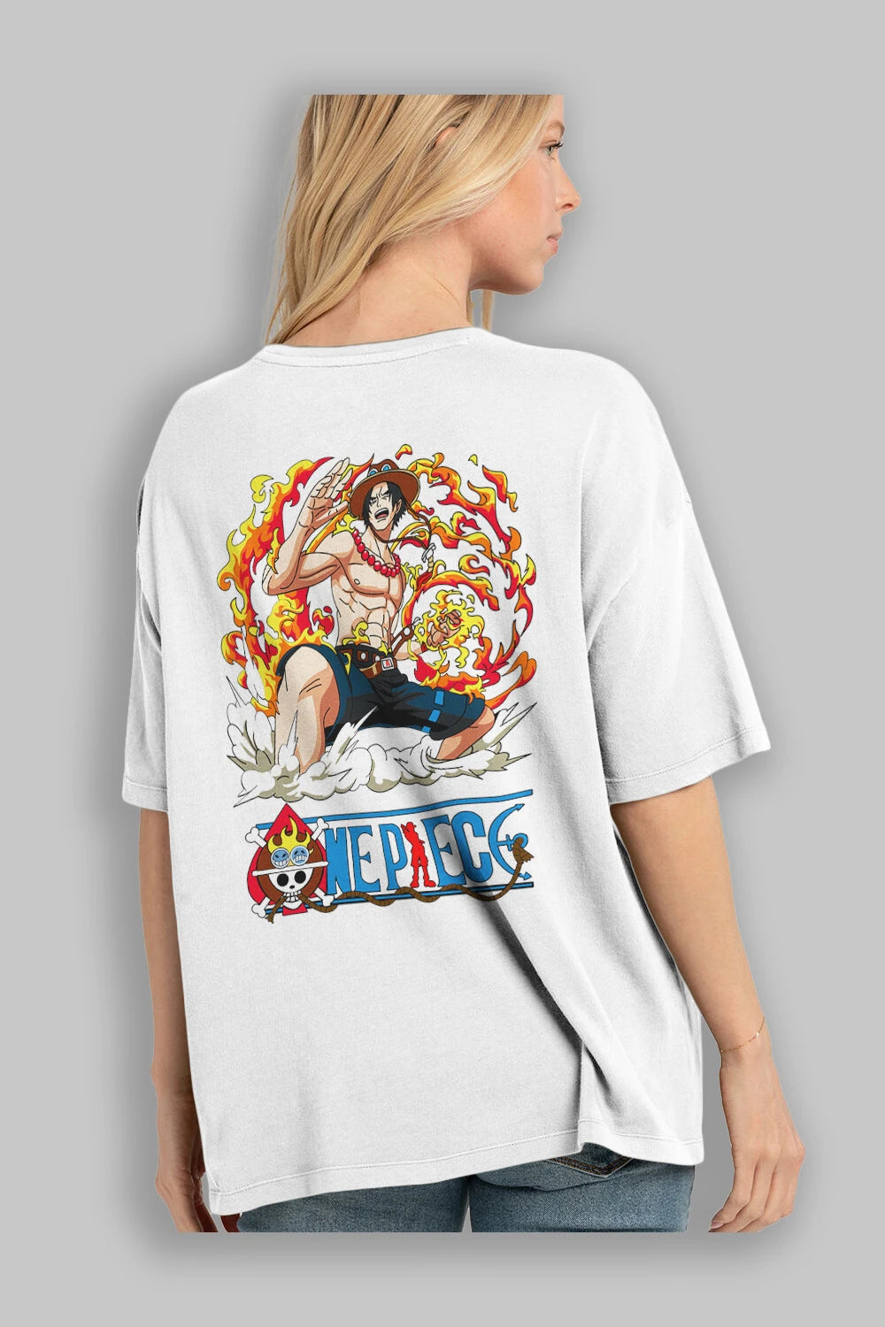 One Piece Anime Arka Baskılı Oversize t-shirt Erkek Kadın Unisex %100 pamuk tişort
