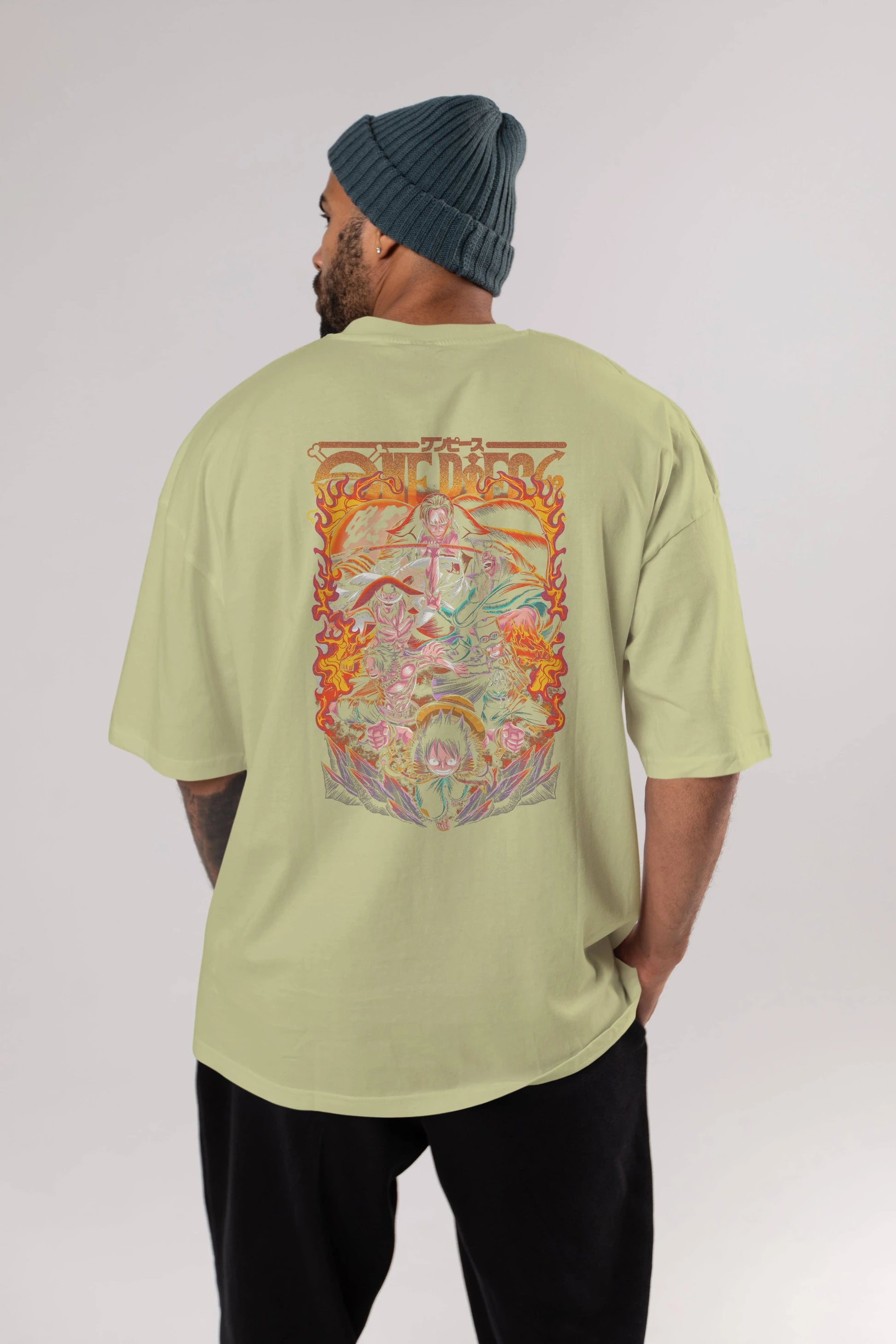 ONE PIECE (3) Anime Arka Baskılı Oversize t-shirt Erkek Kadın Unisex