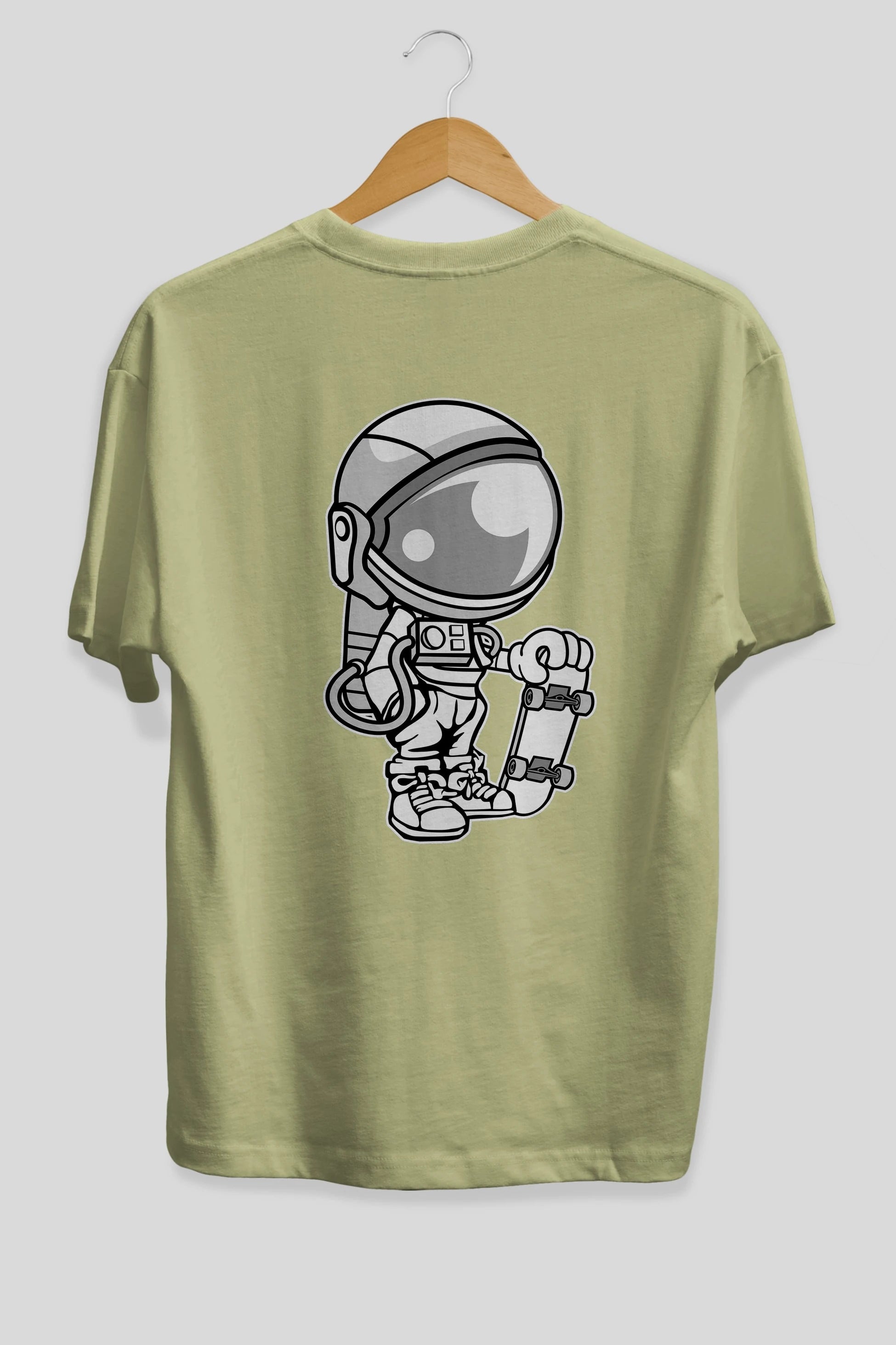 Astronaut Skaterboy Arka Baskılı Oversize t-shirt Erkek Kadın Unisex %100 Pamuk tişort