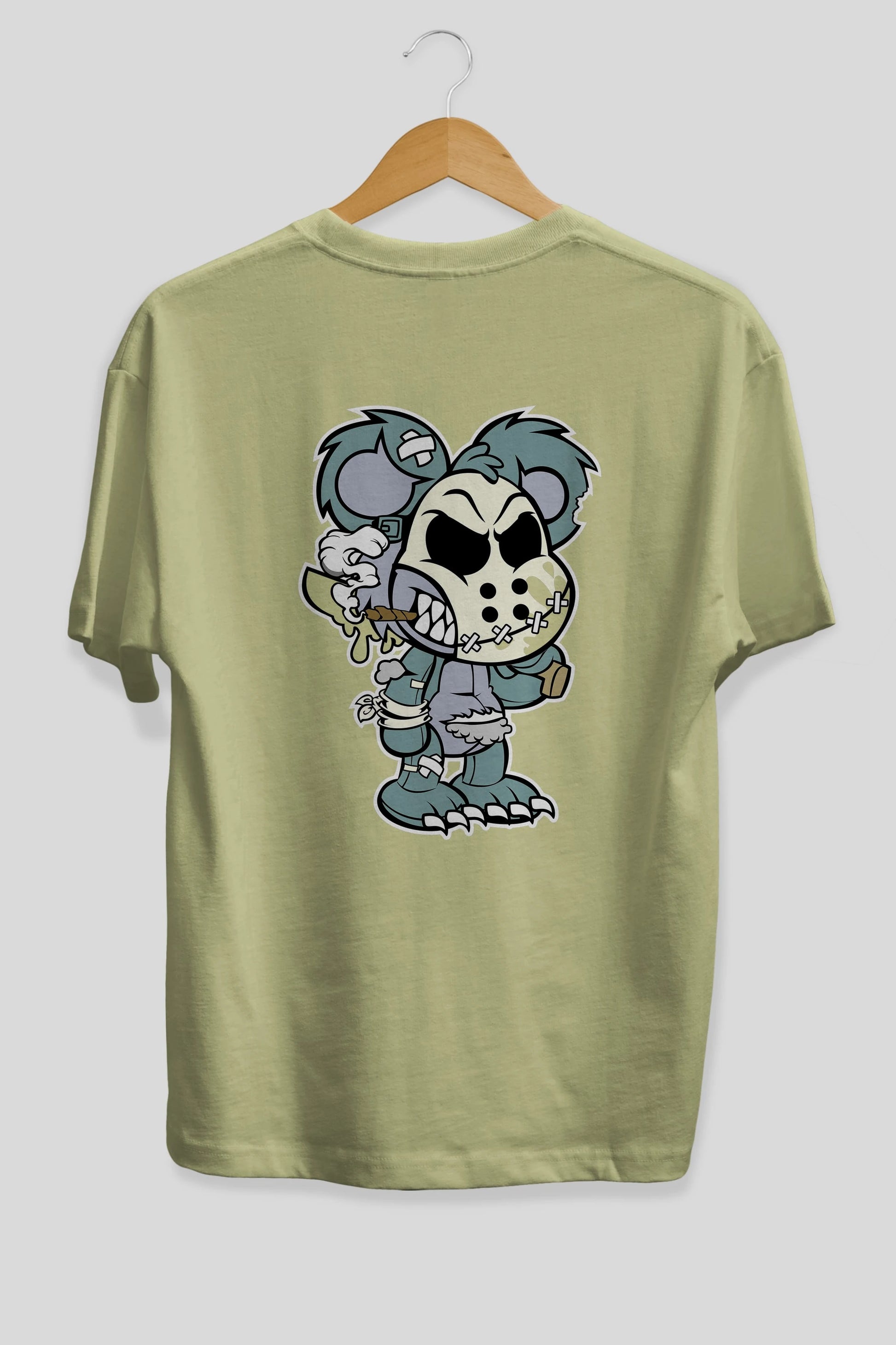 Evil Teddy Bear Arka Baskılı Oversize t-shirt Erkek Kadın Unisex %100 Pamuk tişort