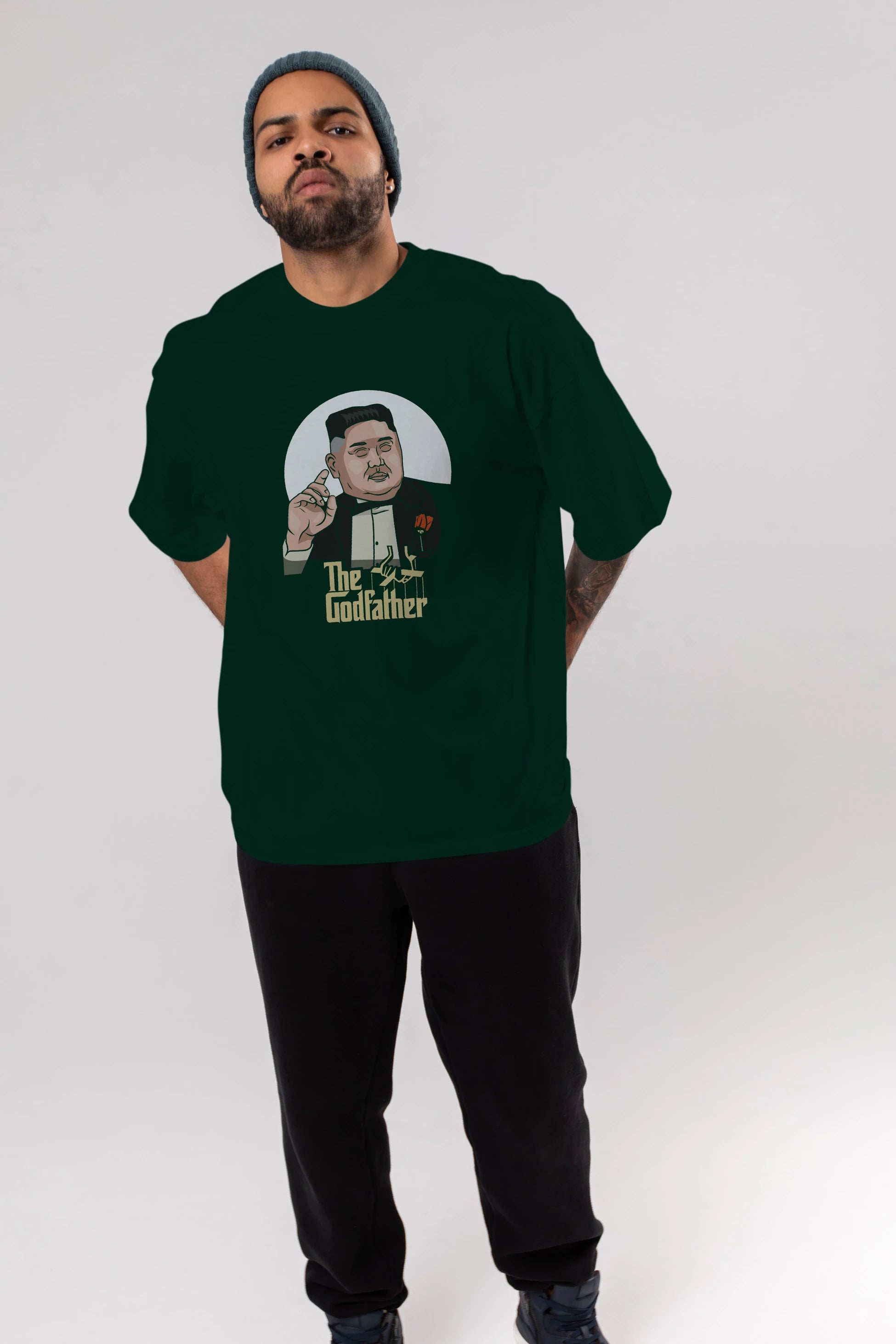 Godfather Jong Un Ön Baskılı Oversize t-shirt Erkek Kadın Unisex %100 Pamuk tişort