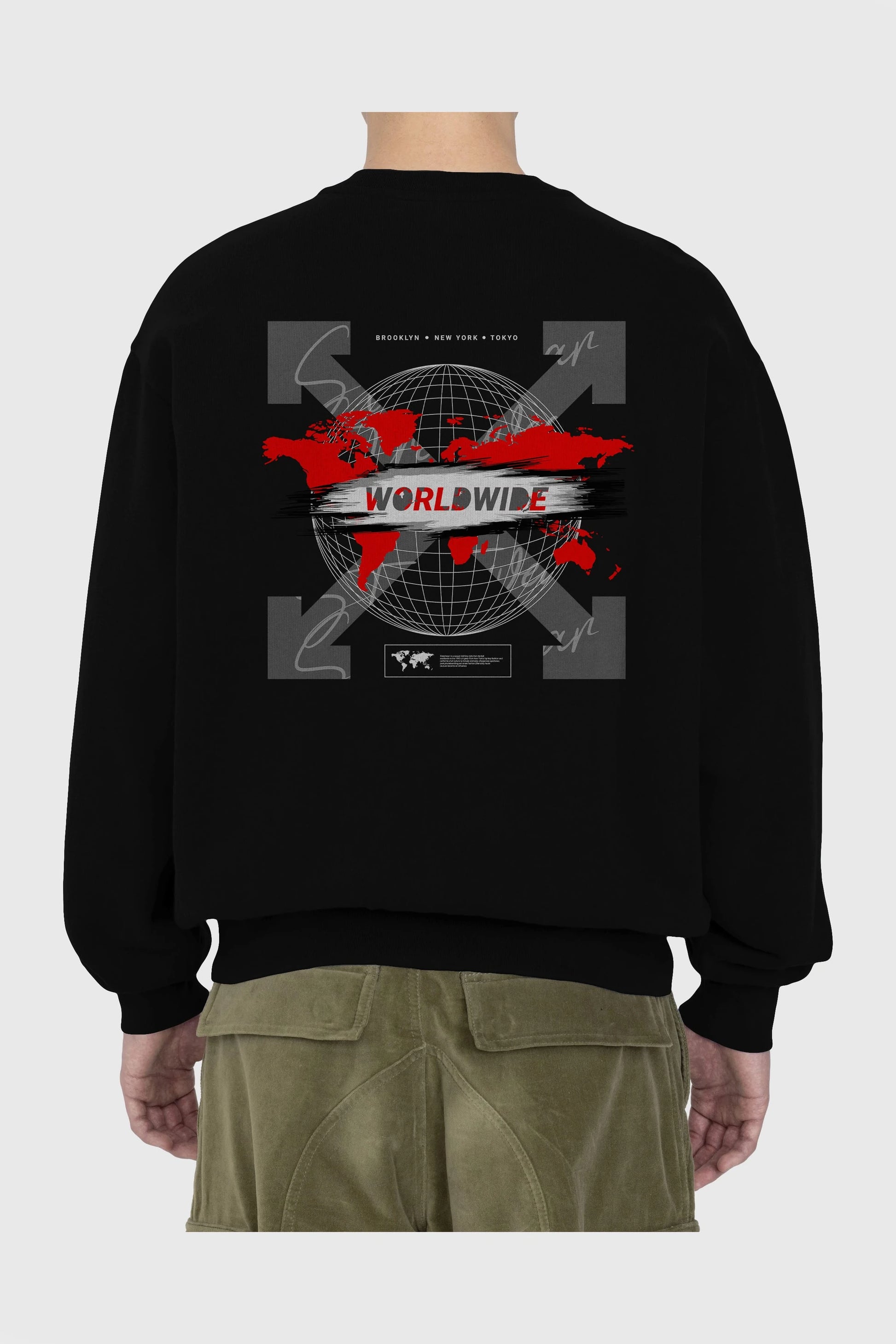 Worldwide Style Arka Baskılı Oversize Sweatshirt Erkek Kadın Unisex