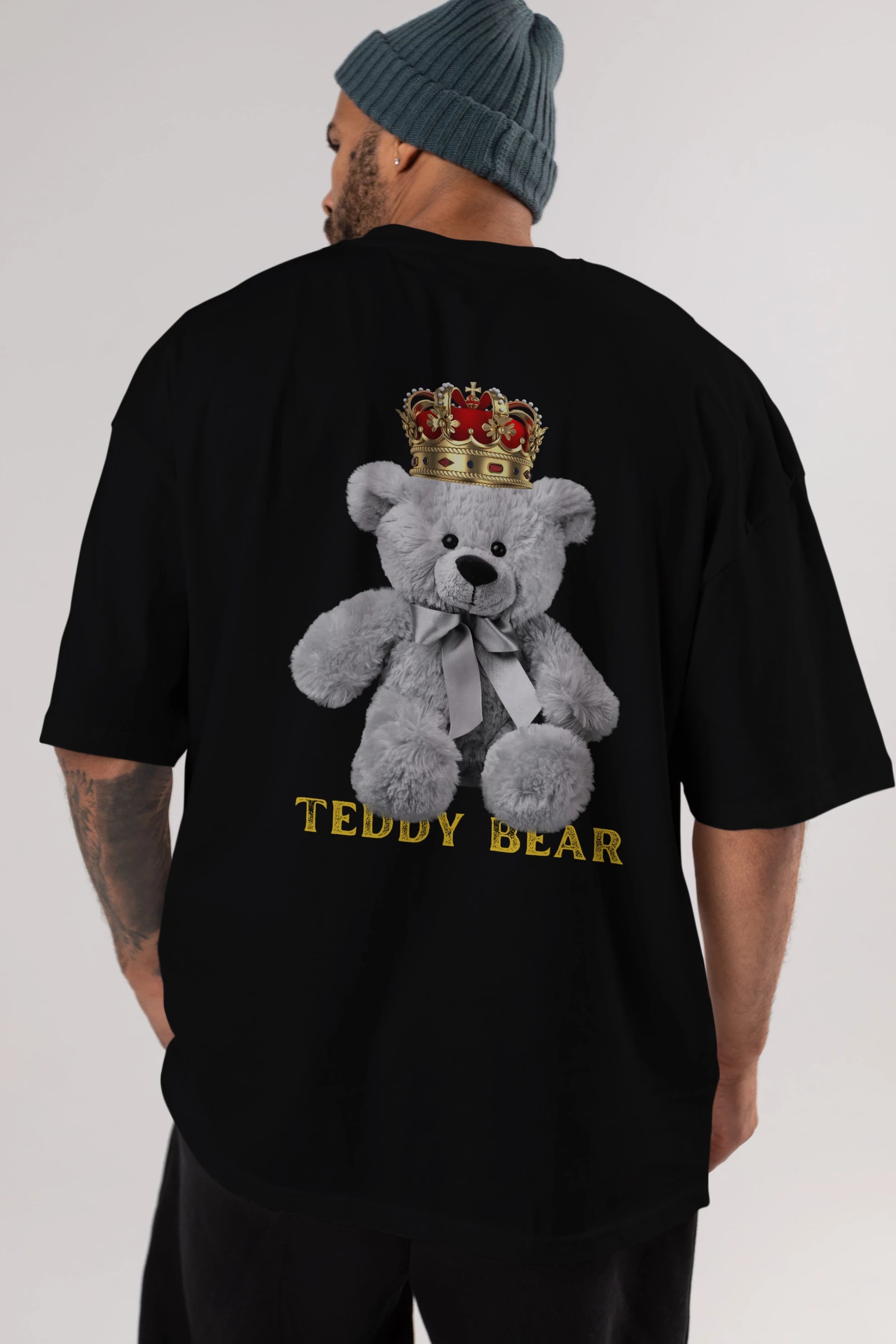 Teddy Bear Arka Baskılı Oversize t-shirt Erkek Kadın Unisex