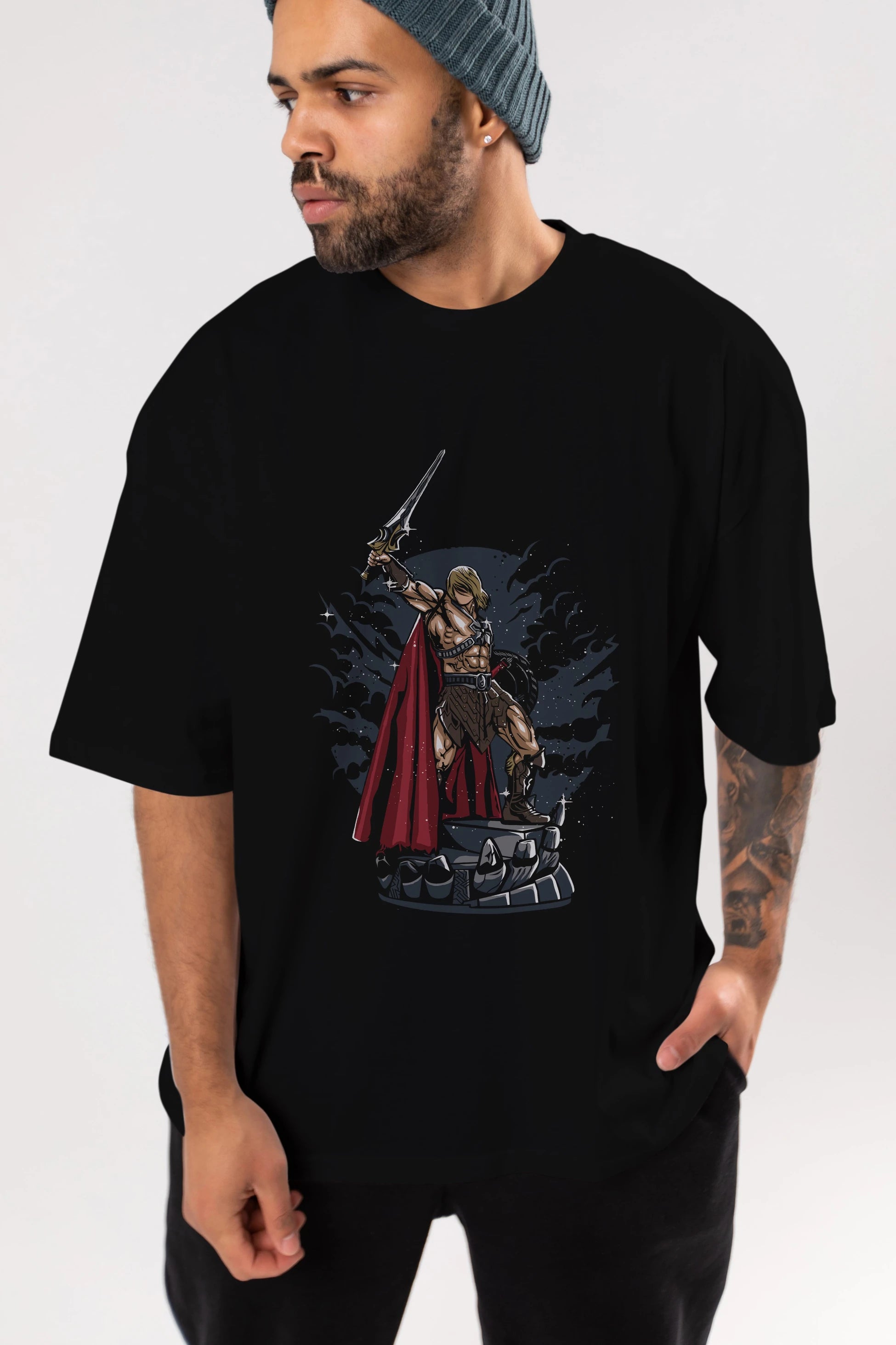 Warrior Ön Baskılı Oversize t-shirt Erkek Kadın Unisex %100 Pamuk tişort