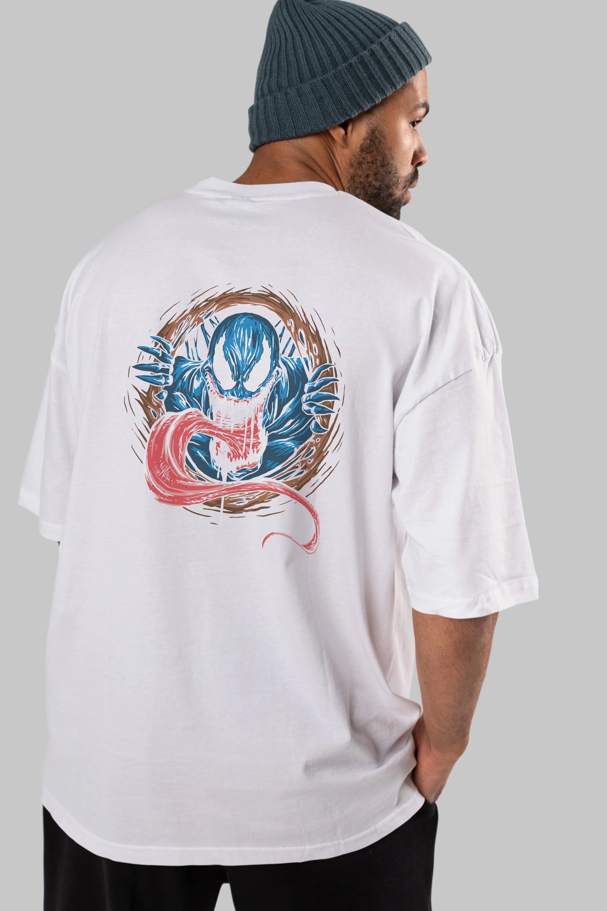 Venom (7) Arka Baskılı Oversize t-shirt Erkek Kadın Unisex %100 Pamuk Bisiklet Yaka tişort