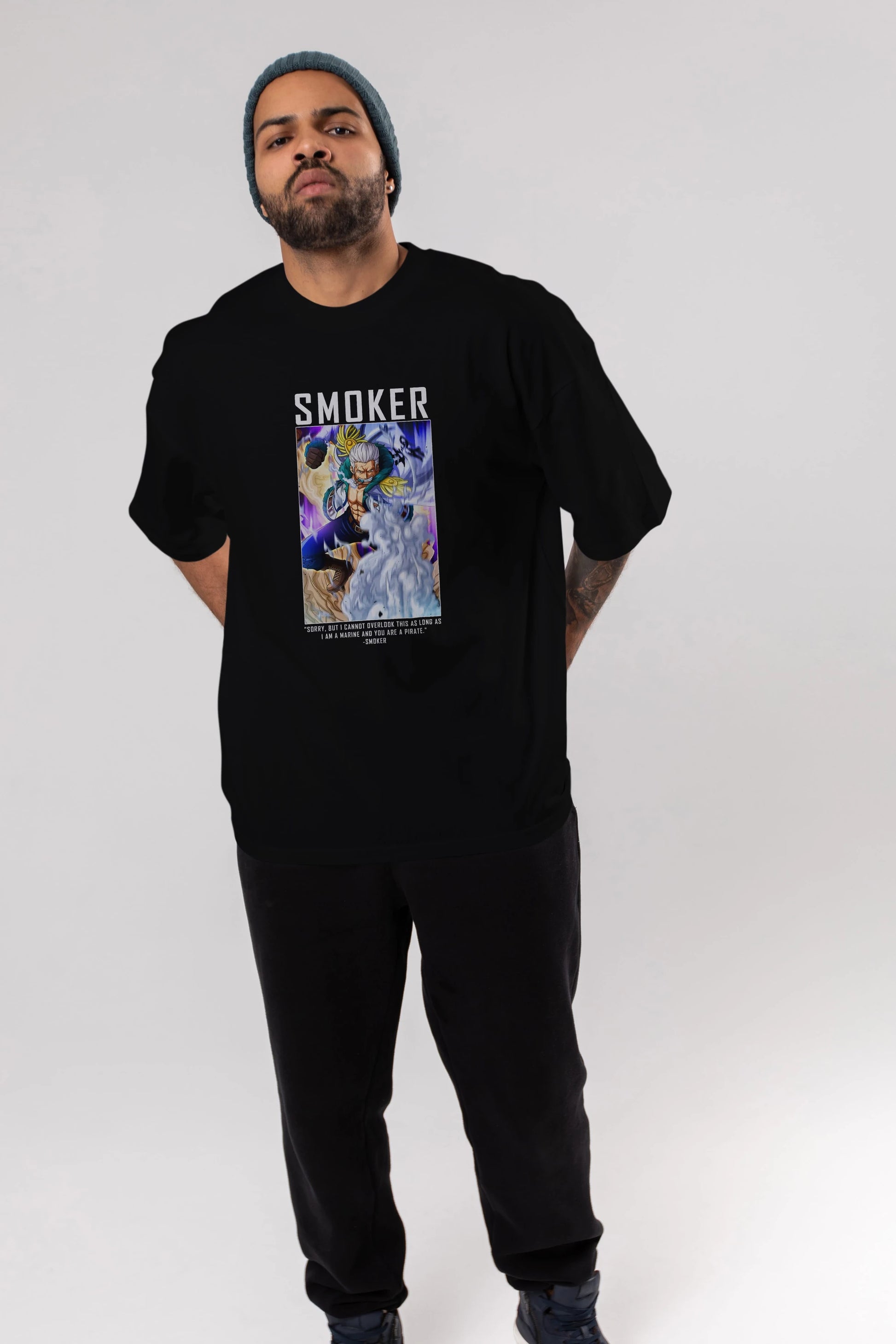 Smoker Anime Ön Baskılı Oversize t-shirt Erkek Kadın Unisex