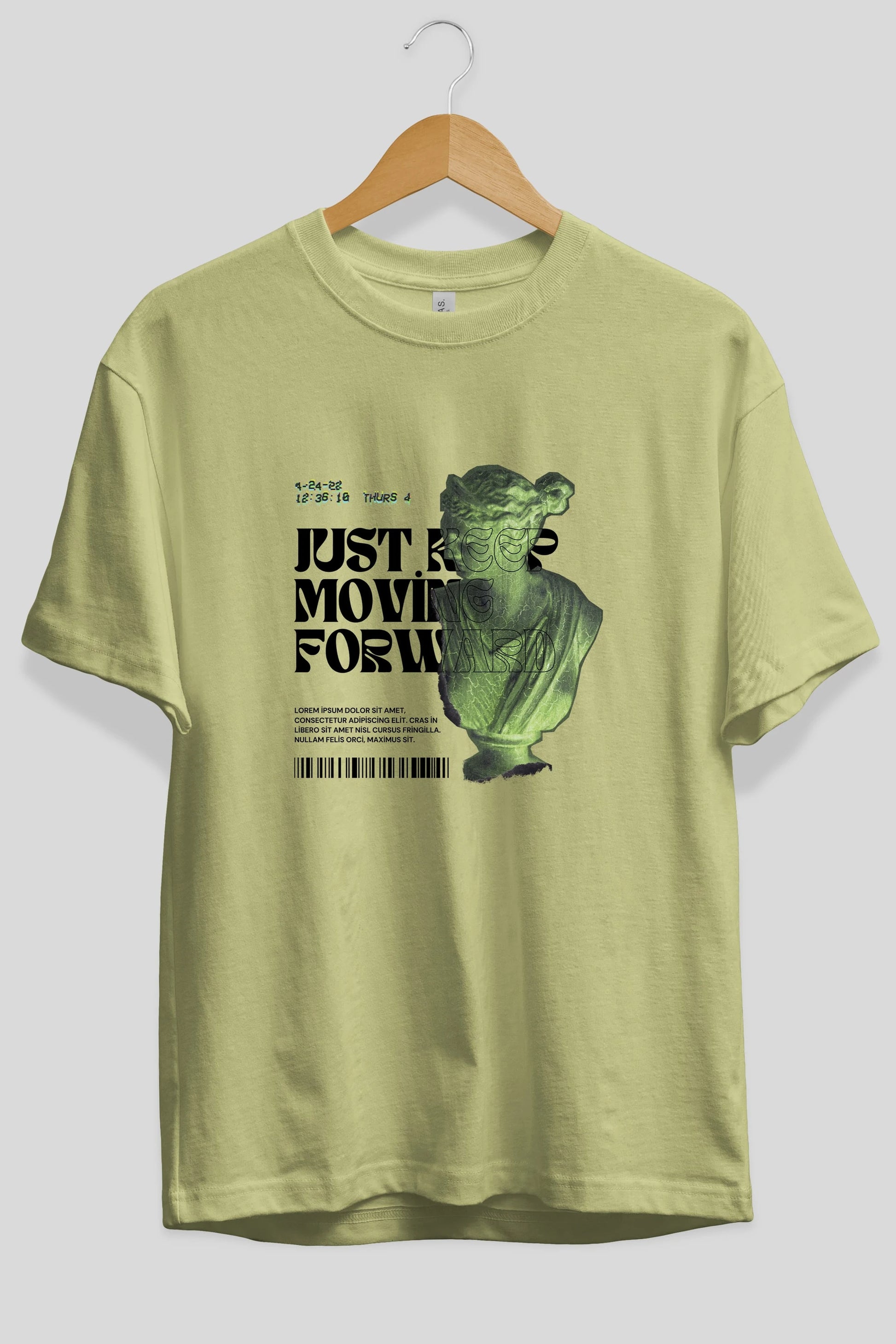 Just Keep Moving Forward Yazılı Ön Baskılı Oversize t-shirt Erkek Kadın Unisex