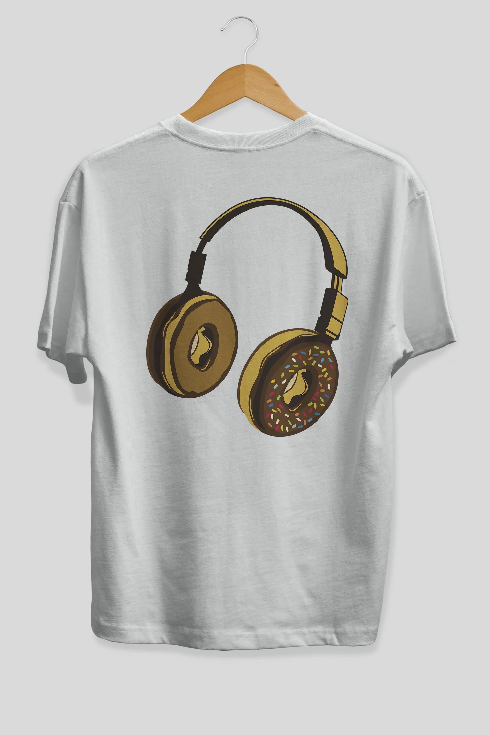 Headphone Donut Arka Baskılı Oversize t-shirt %100 pamuk Erkek Kadın Unisex