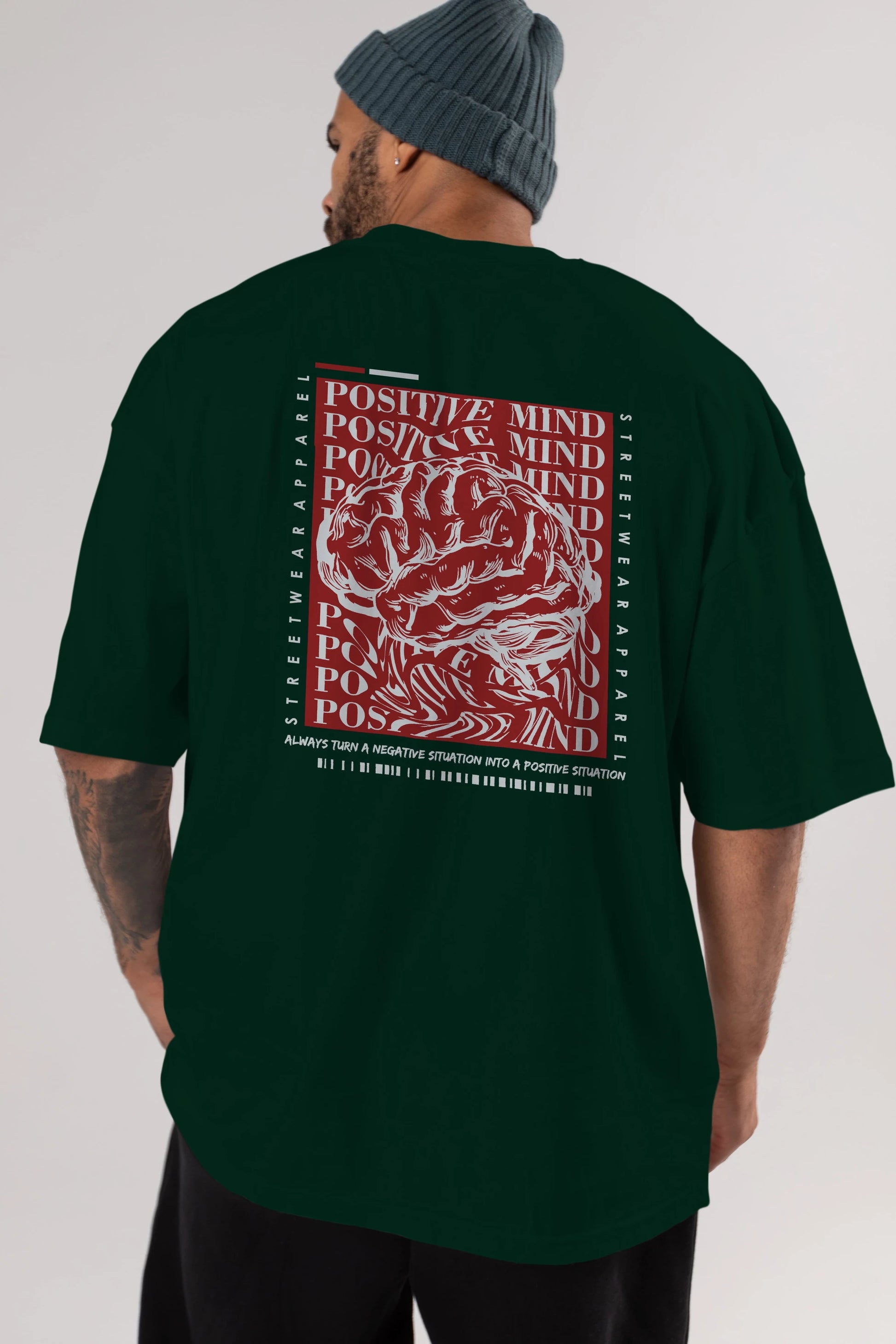 Positive Mind Arka Baskılı Oversize t-shirt Erkek Kadın Unisex