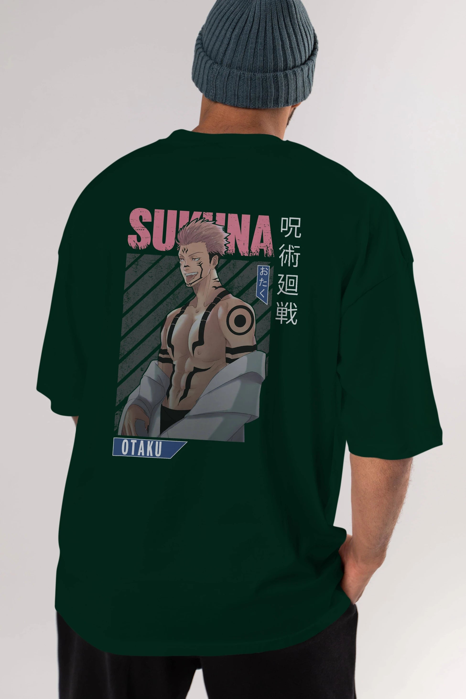 Sukuna Ryoumen Anime Arka Baskılı Oversize t-shirt Erkek Kadın Unisex