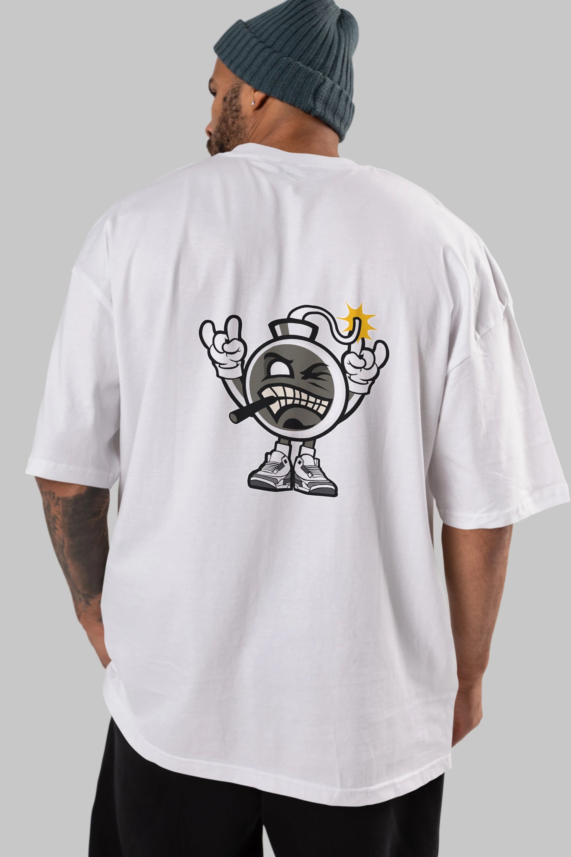 Evil Bomb Arka Baskılı Oversize t-shirt Erkek Kadın Unisex %100 Pamuk tişort