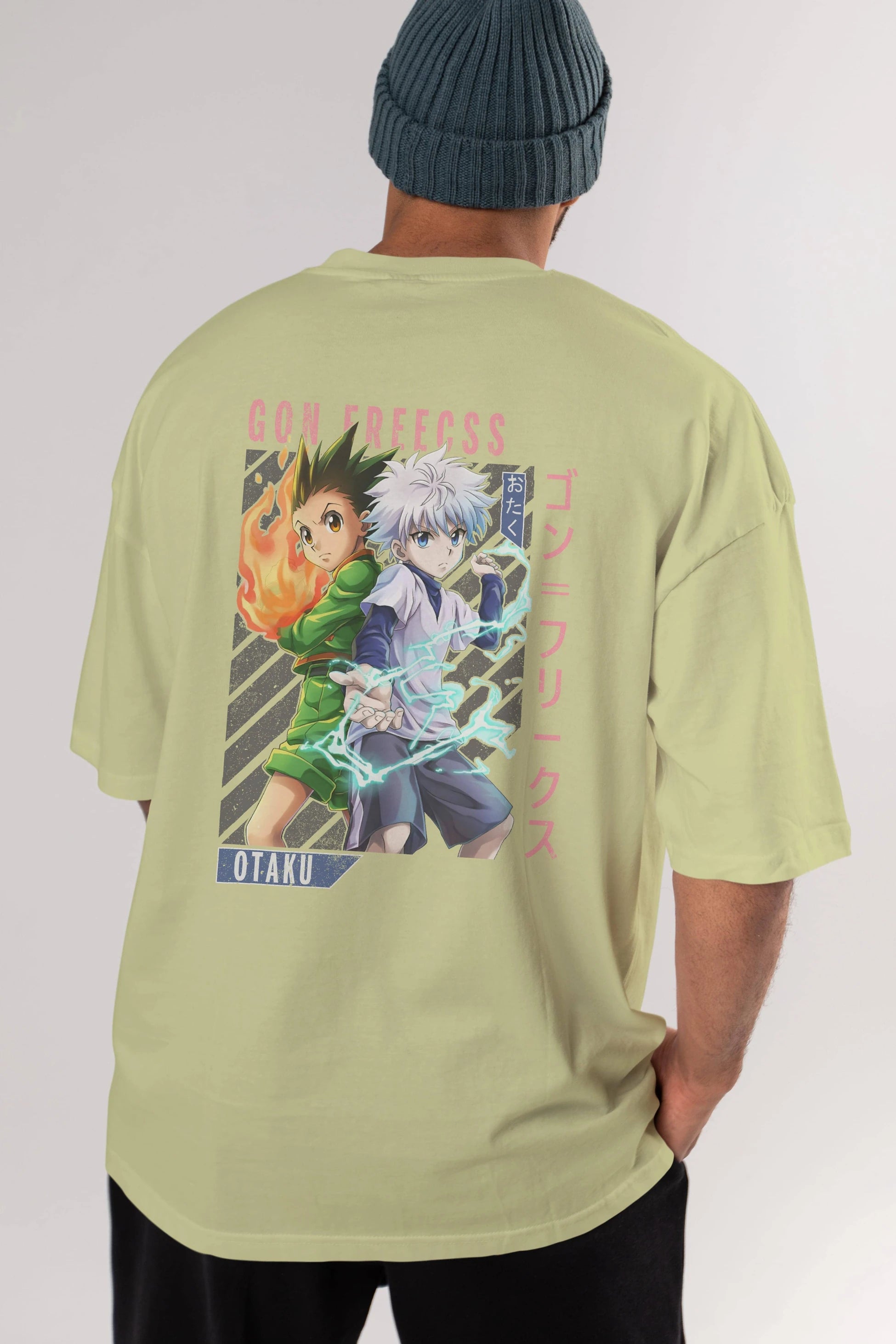 Gon Freecss HUNTER X HUNTER 1 Anime Arka Baskılı Oversize t-shirt Erkek Kadın Unisex