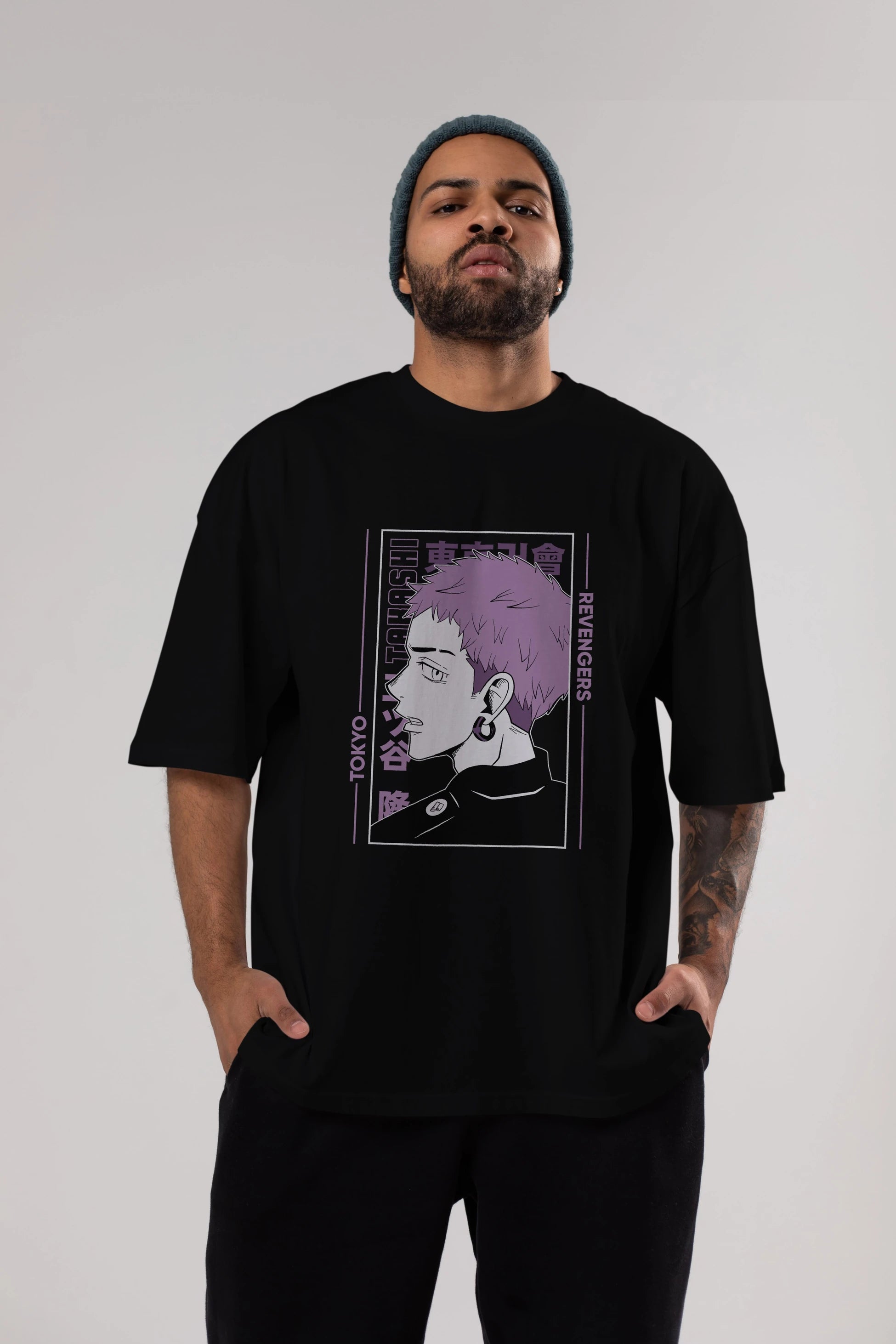 Takashi Mitsuya Anime Ön Baskılı Oversize t-shirt %100 pamuk Erkek Kadın Unisex