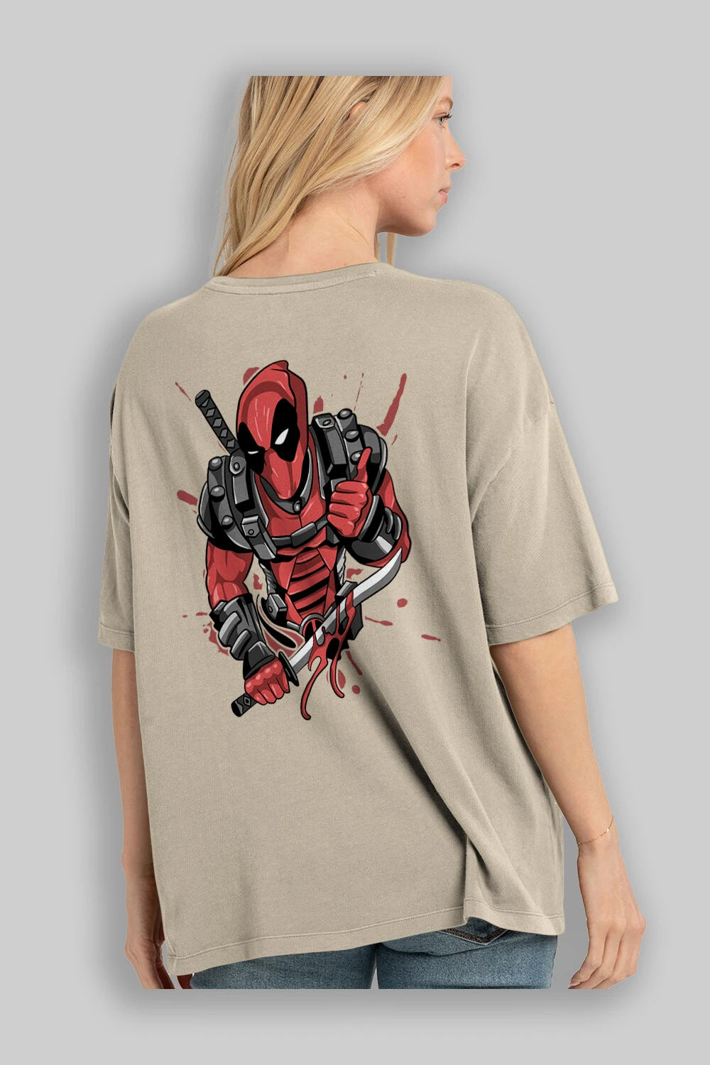 Deadpool (12) Arka Baskılı Oversize t-shirt Erkek Kadın Unisex %100 Pamuk Bisiklet Yaka tişort