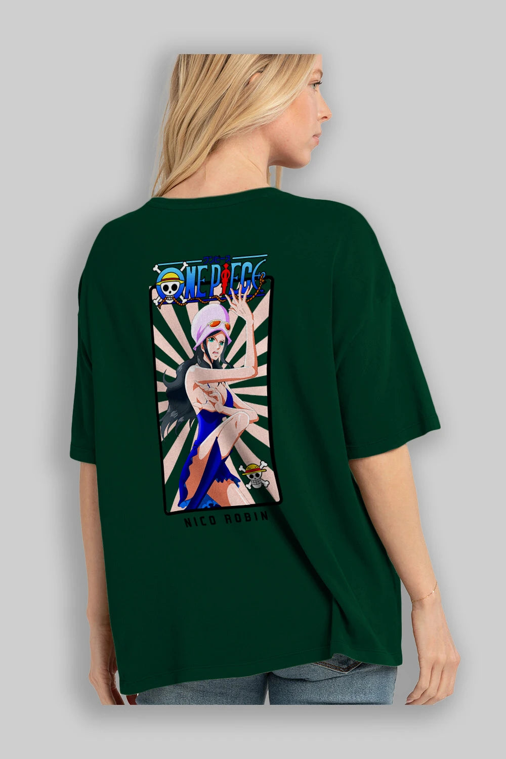 Nico Robin Anime Arka Baskılı Oversize t-shirt Erkek Kadın Unisex %100 pamuk tişort