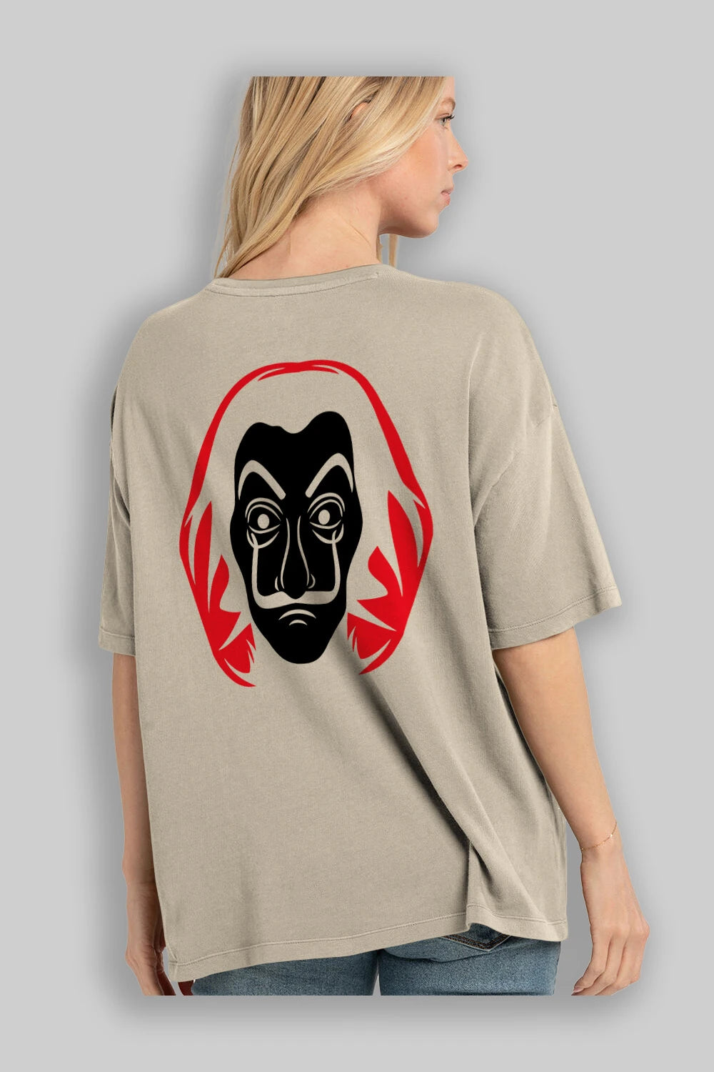 La Casa De Papel (8) Arka Baskılı Oversize t-shirt Erkek Kadın Unisex %100 Pamuk Bisiklet Yaka tişort