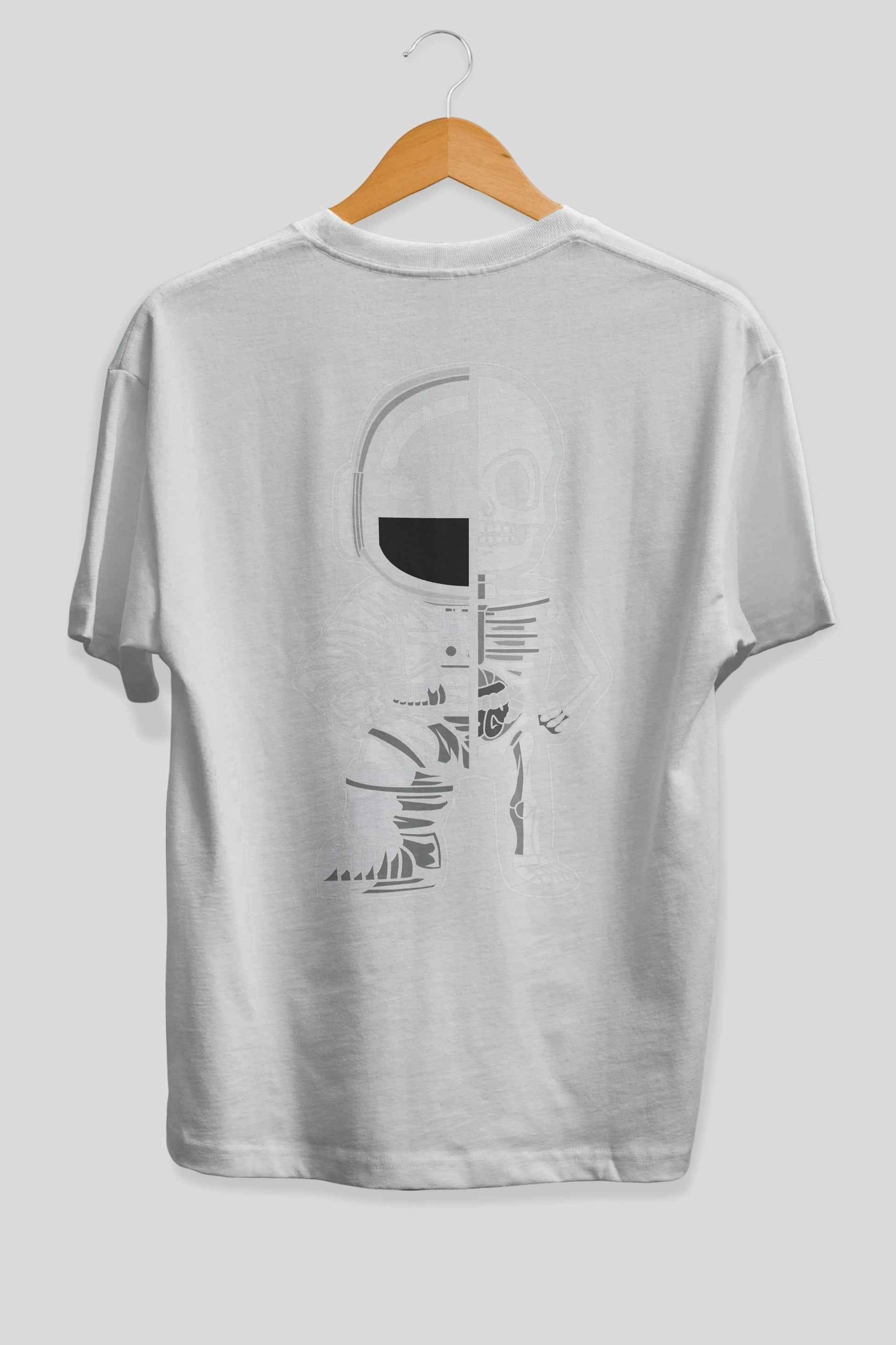 Astronaut Half Skeleton Arka Baskılı Oversize t-shirt Erkek Kadın Unisex