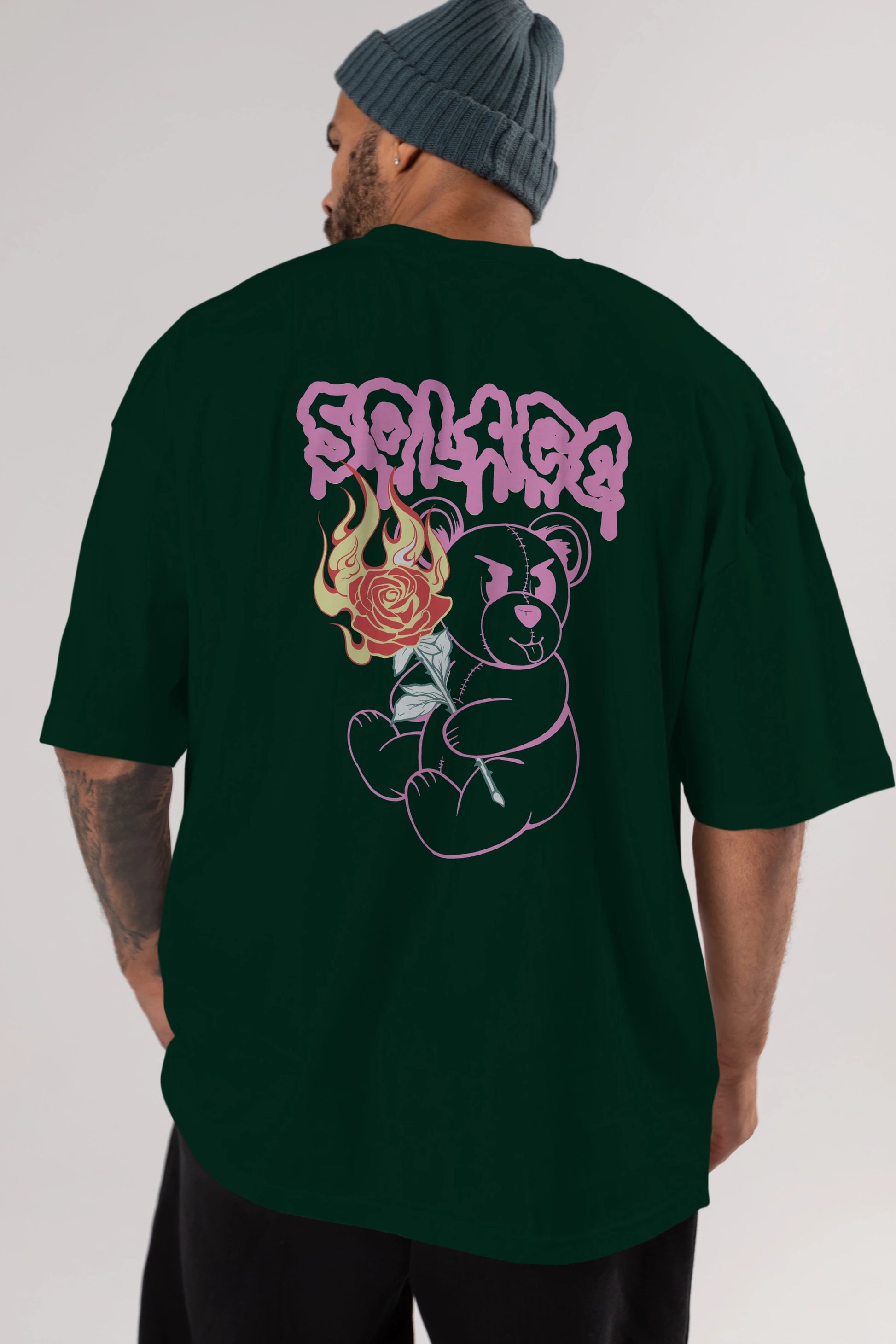 Solage Bear Arka Baskılı Oversize t-shirt Erkek Kadın Unisex