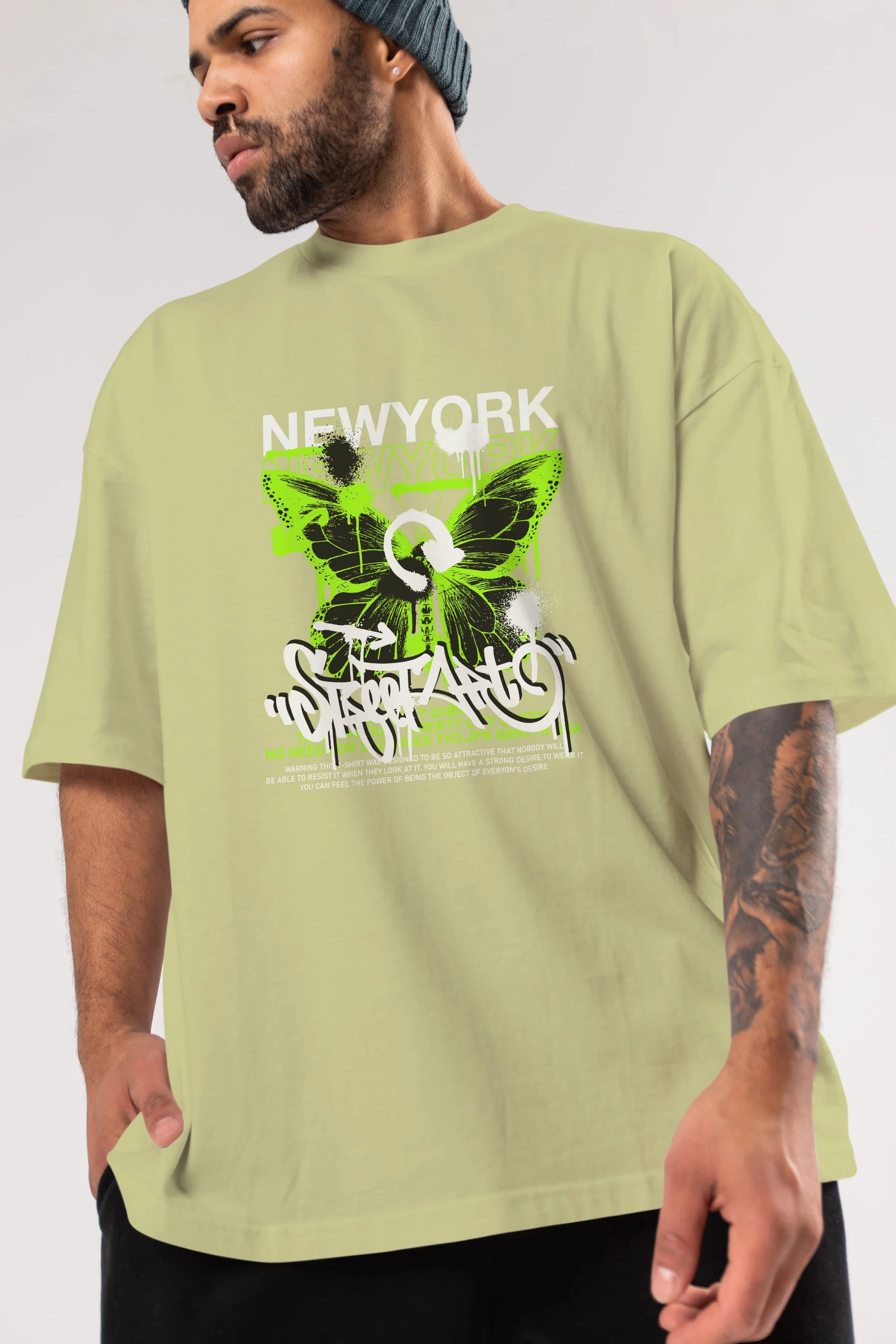 New York Street Style Ön Baskılı Oversize t-shirt Erkek Kadın Unisex
