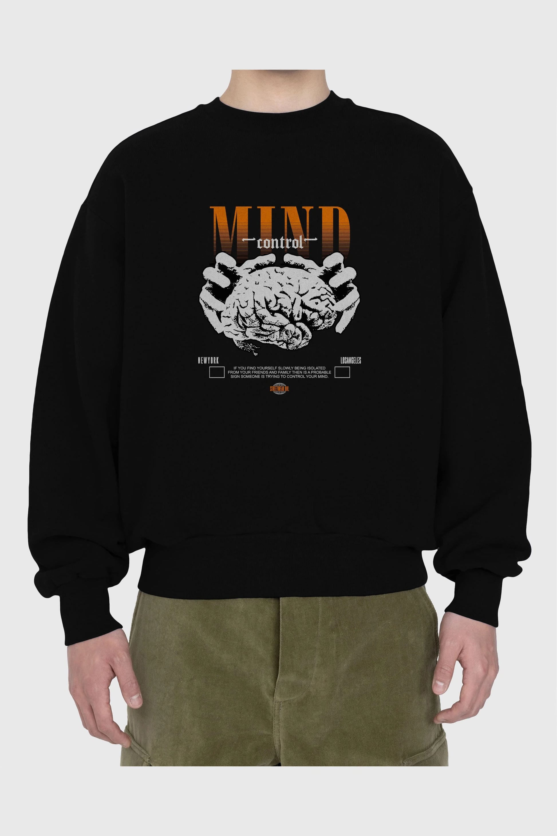 Mind Control Ön Baskılı Oversize Sweatshirt Erkek Kadın Unisex