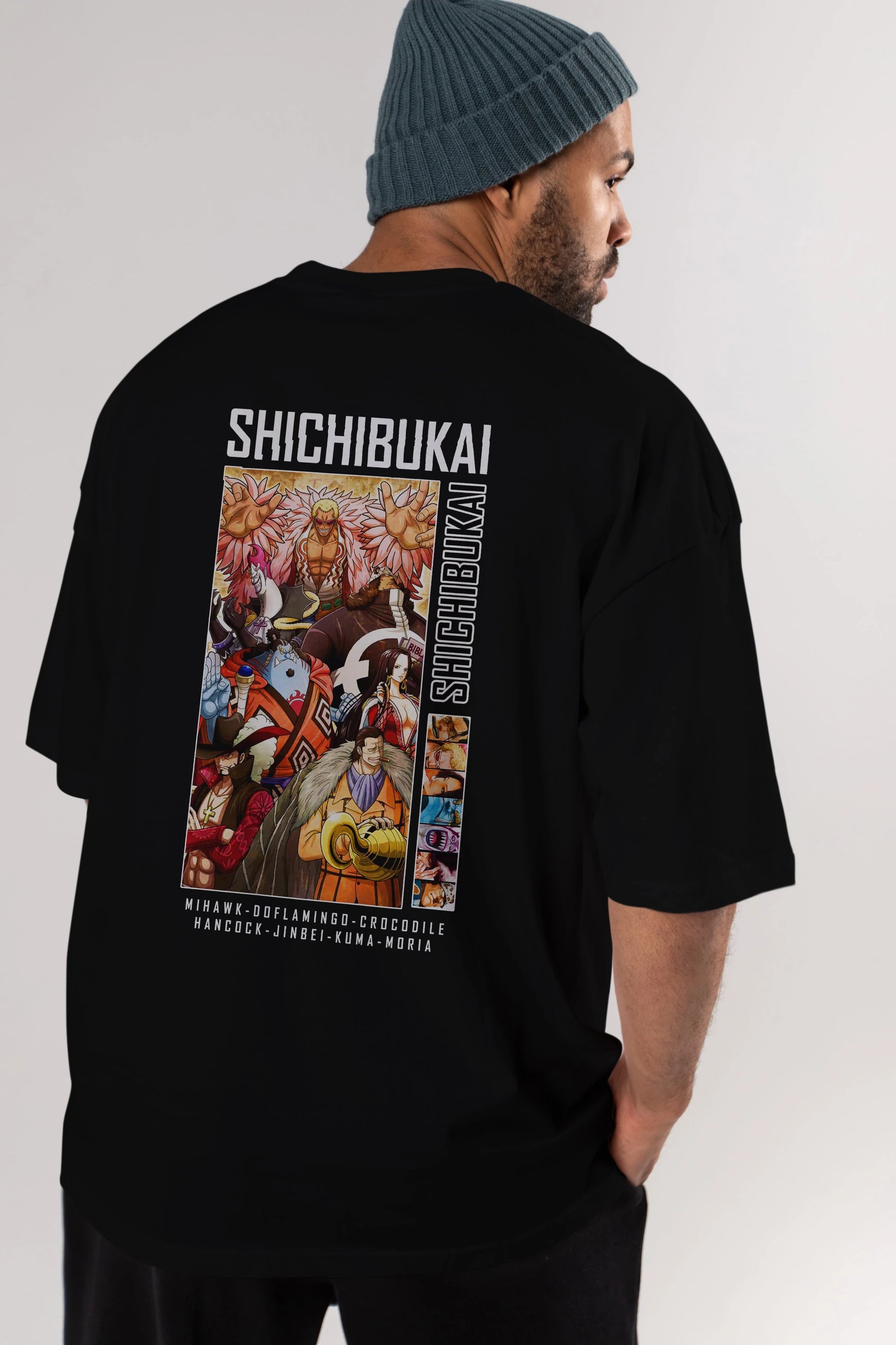 Shichibukai Anime Arka Baskılı Oversize t-shirt Erkek Kadın Unisex %100 pamuk tişort