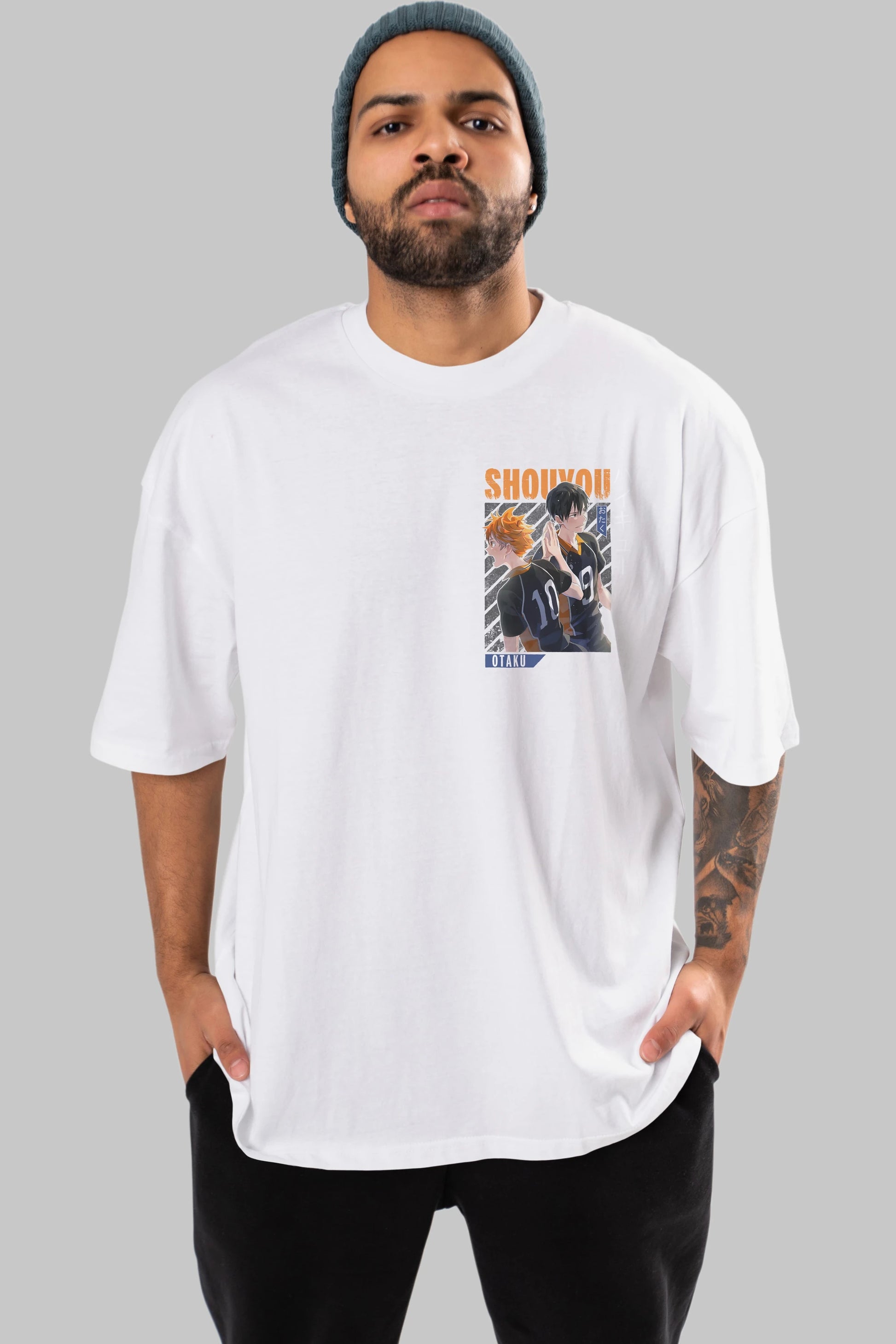 Shouyou Hinata 12 Ön Sol Baskılı Oversize t-shirt Erkek Kadın Unisex %100 Pamuk Bisiklet Yaka tişort