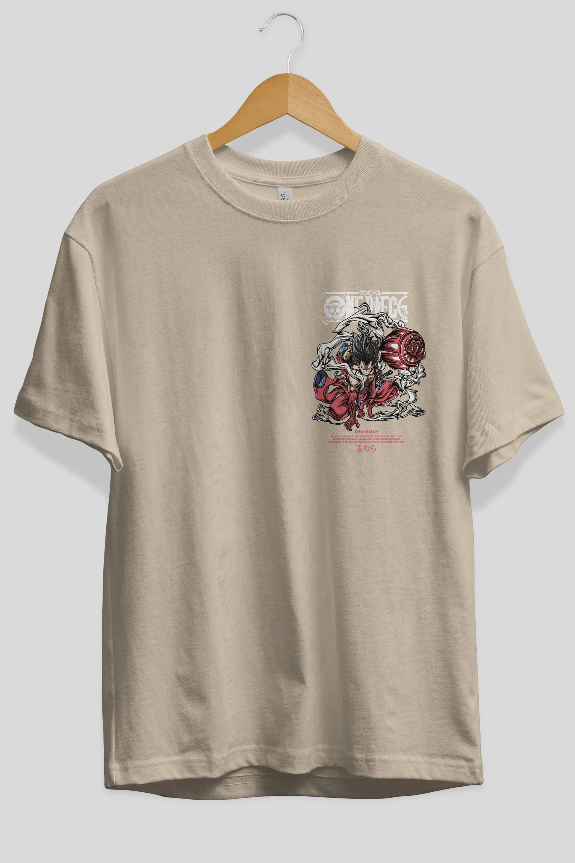 One Piece Snakeman Ön Sol Baskılı Oversize t-shirt Erkek Kadın Unisex %100 Pamuk Bisiklet Yaka tişort
