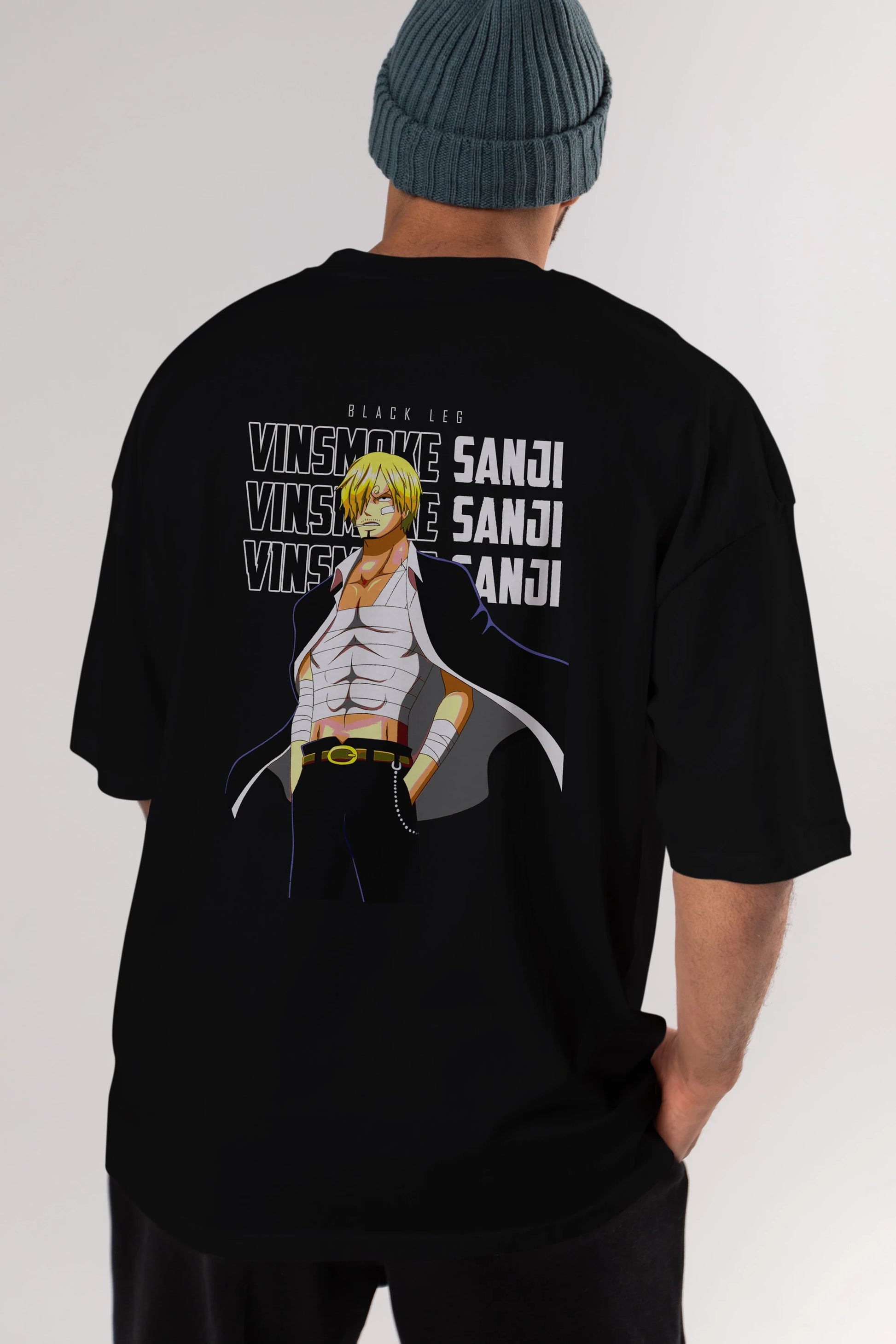 Sanji Anime Arka Baskılı Oversize t-shirt Erkek Kadın Unisex %100 pamuk tişort