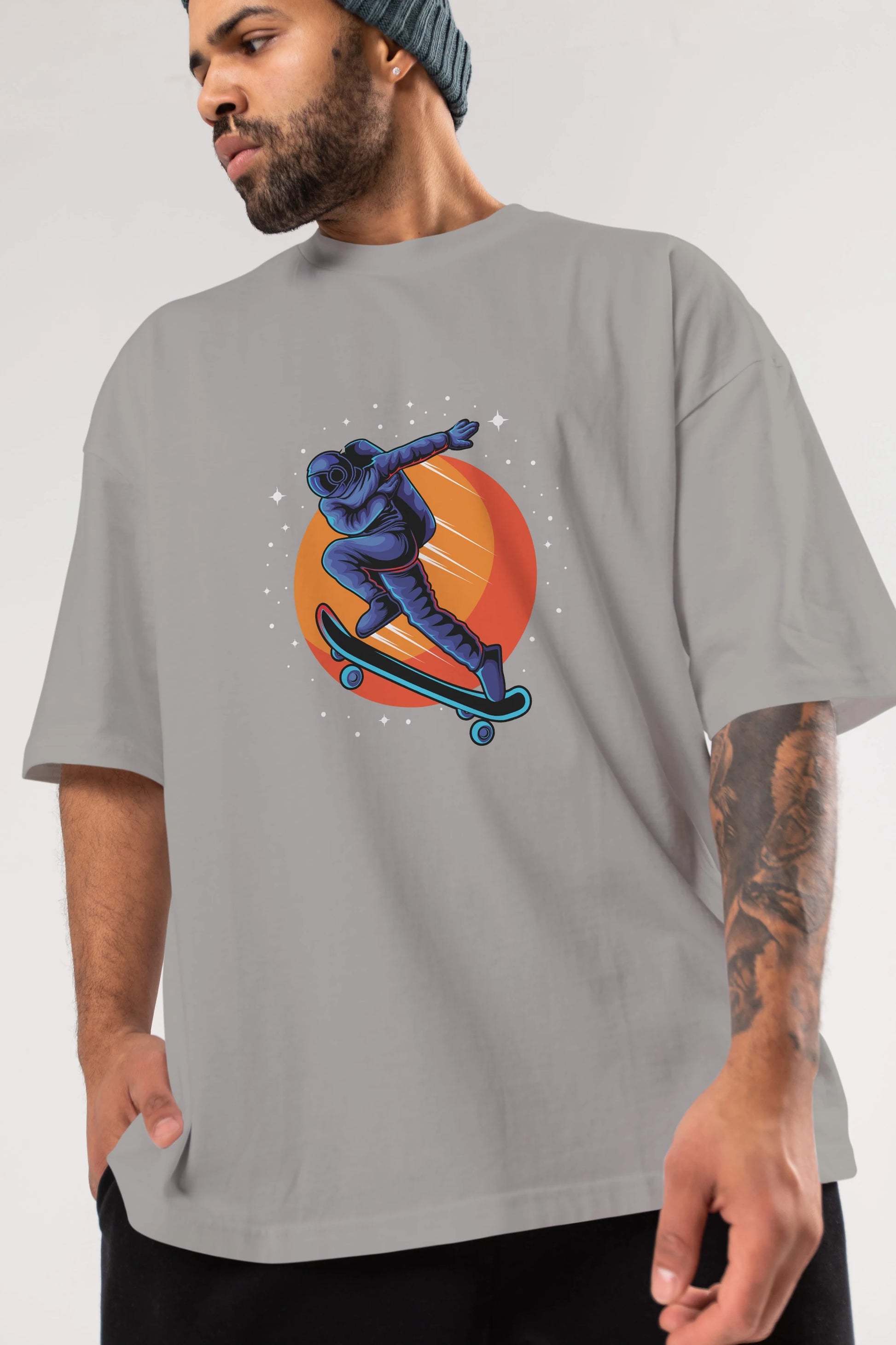 Astroskate Run Ön Baskılı Oversize t-shirt Erkek Kadın Unisex