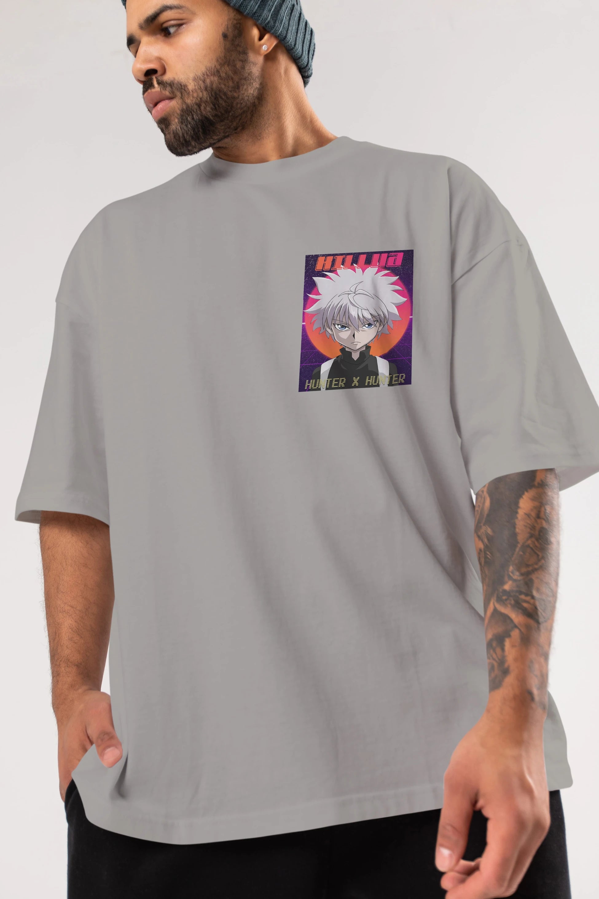 Killua Zoldyck 12 1 Ön Sol Baskılı Oversize t-shirt Erkek Kadın Unisex %100 Pamuk Bisiklet Yaka tişort