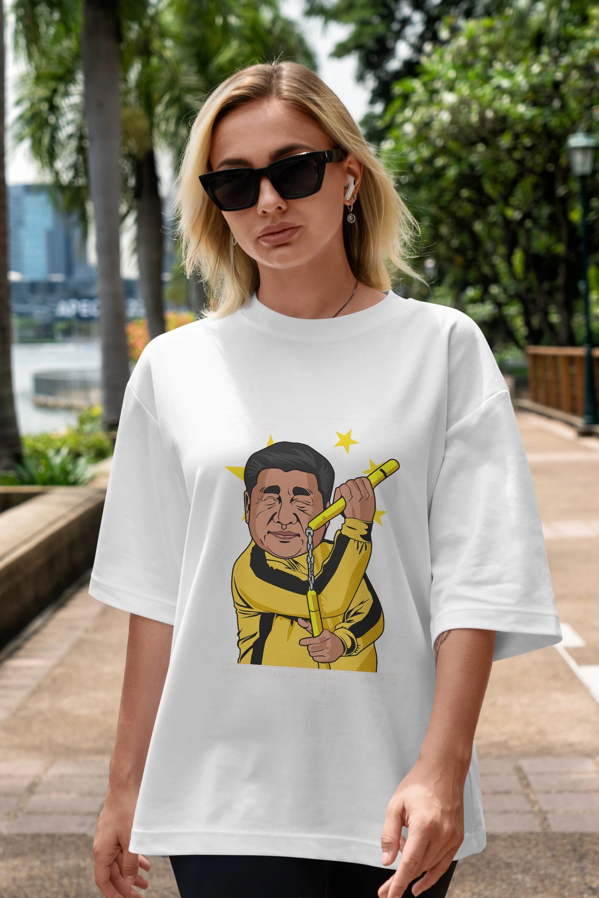Xi Jinping Bruce Lee Ön Baskılı Oversize t-shirt Erkek Kadın Unisex %100 Pamuk tişort