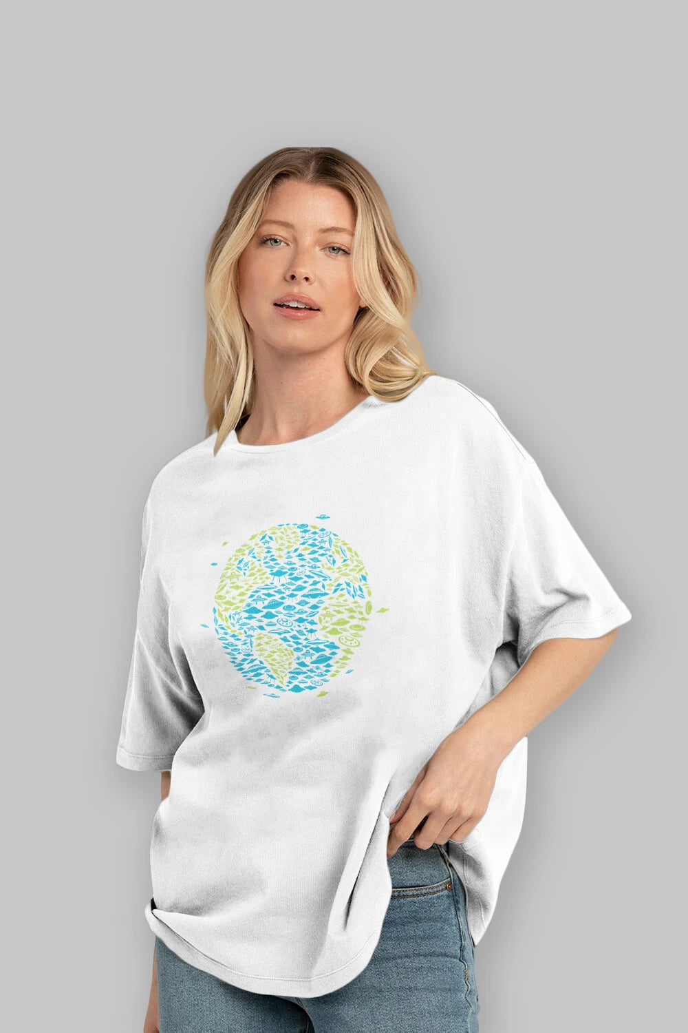 UFO Invasion Ön Baskılı Oversize t-shirt %100 pamuk Erkek Kadın Unisex