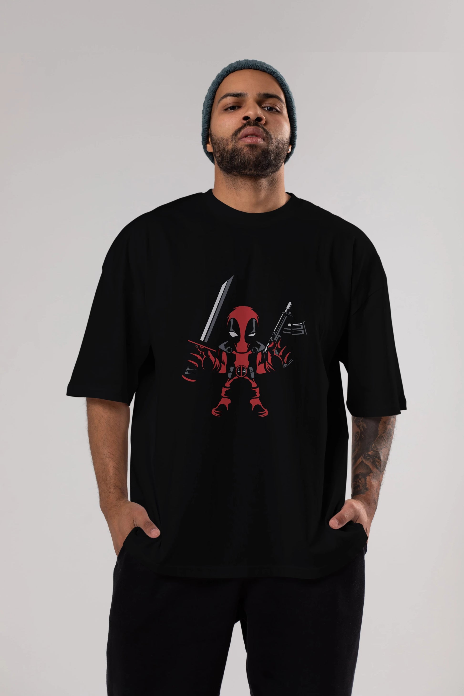 Deadpool (11) Ön Baskılı Oversize t-shirt Erkek Kadın Unisex %100 Pamuk Bisiklet Yaka tişort