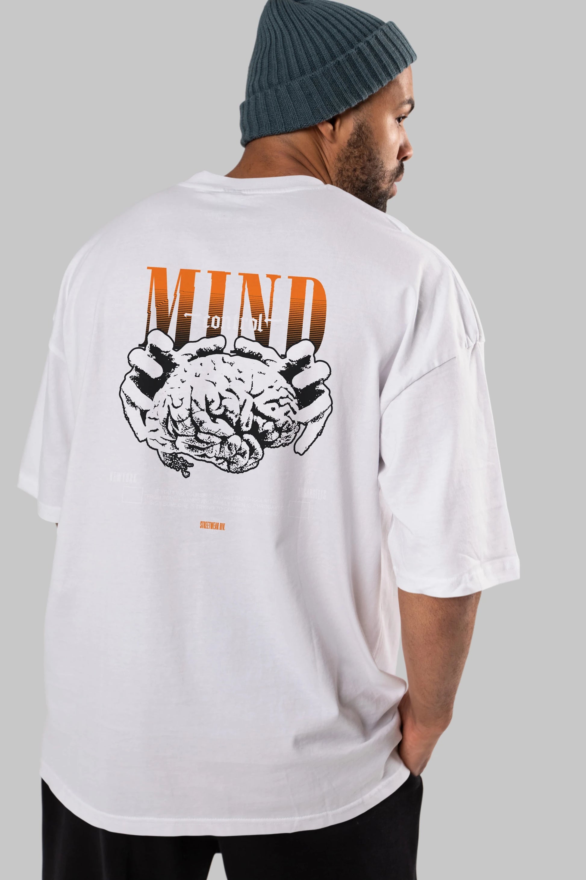 Mind Control Arka Baskılı Oversize t-shirt Erkek Kadın Unisex