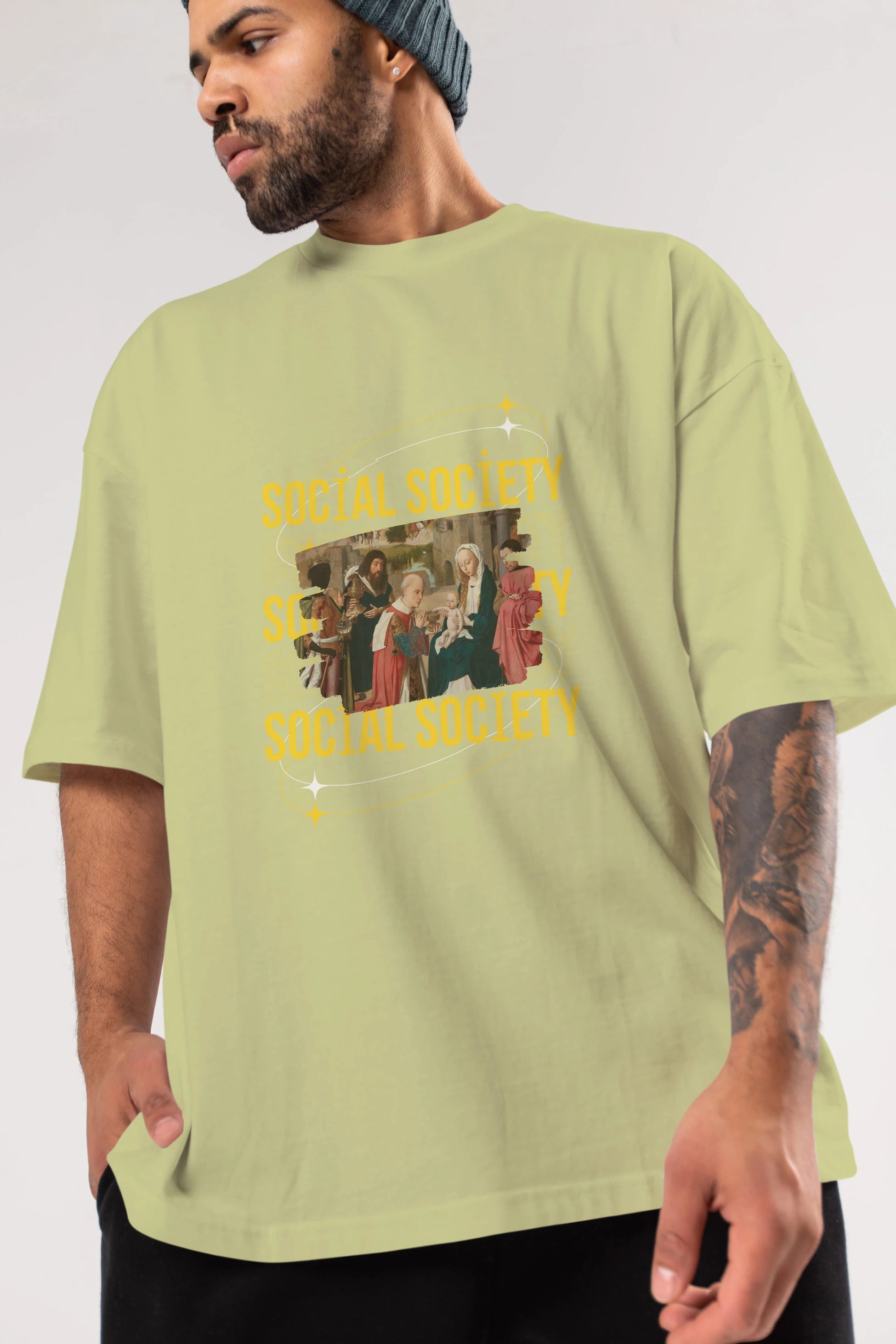 Social Society Yazılı Ön Baskılı Oversize t-shirt Erkek Kadın Unisex