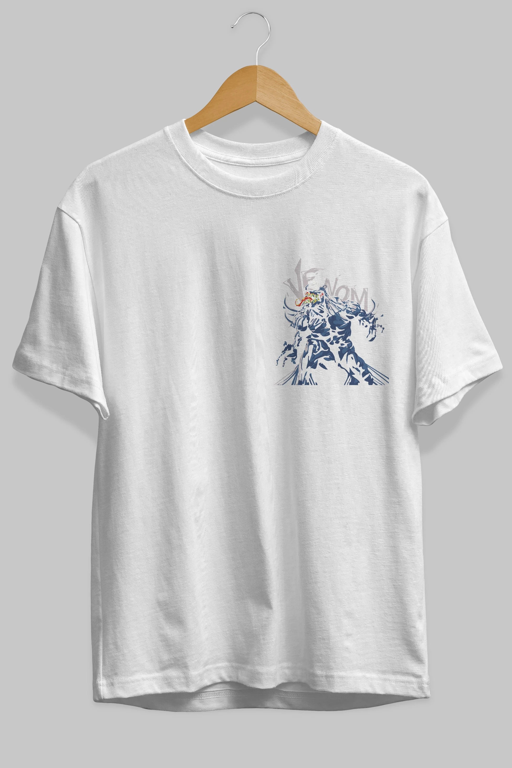 Venom (8) Ön Sol Baskılı Oversize t-shirt Erkek Kadın Unisex %100 Pamuk Bisiklet Yaka tişort