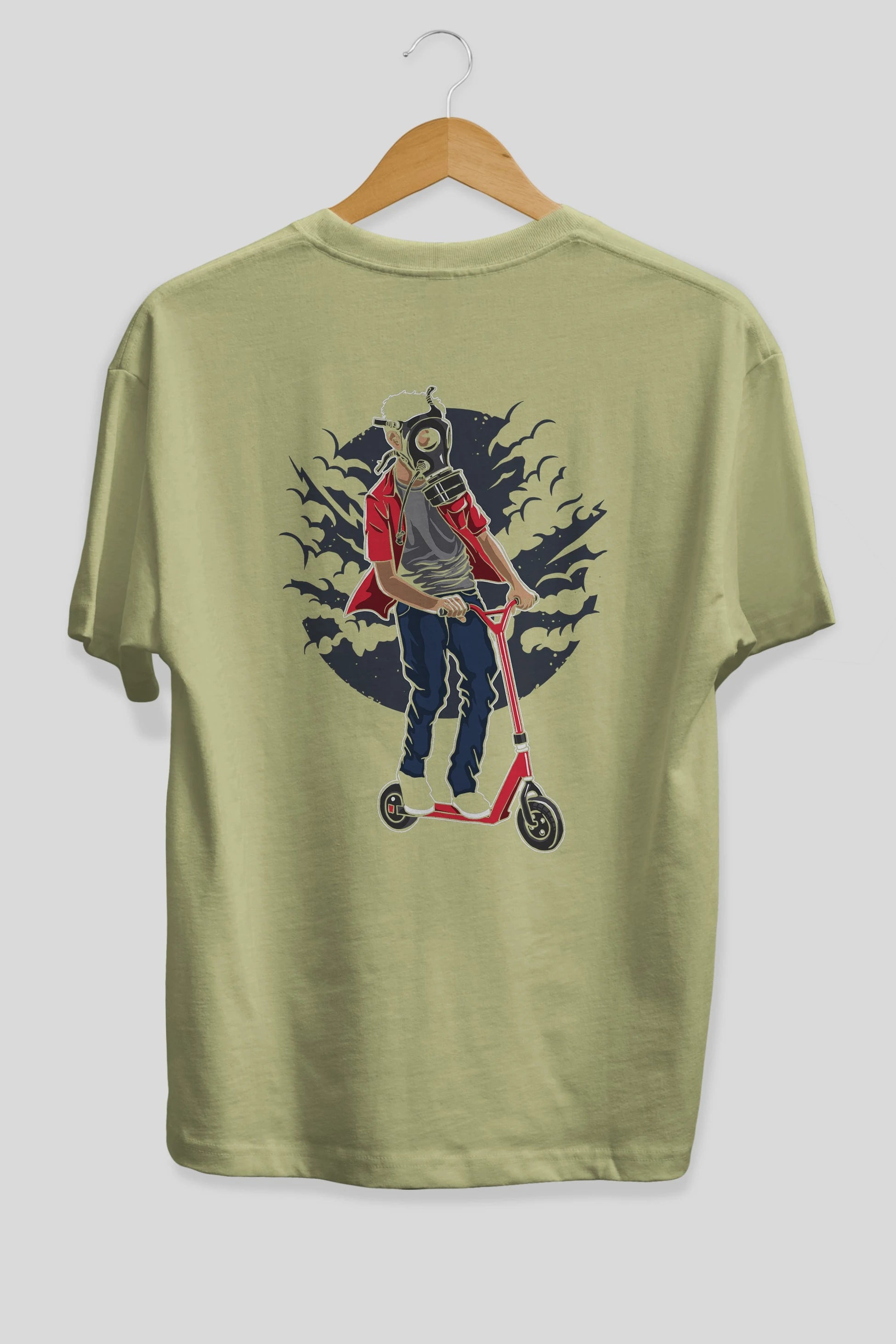 Gasmask Rider Arka Baskılı Oversize t-shirt Erkek Kadın Unisex %100 Pamuk