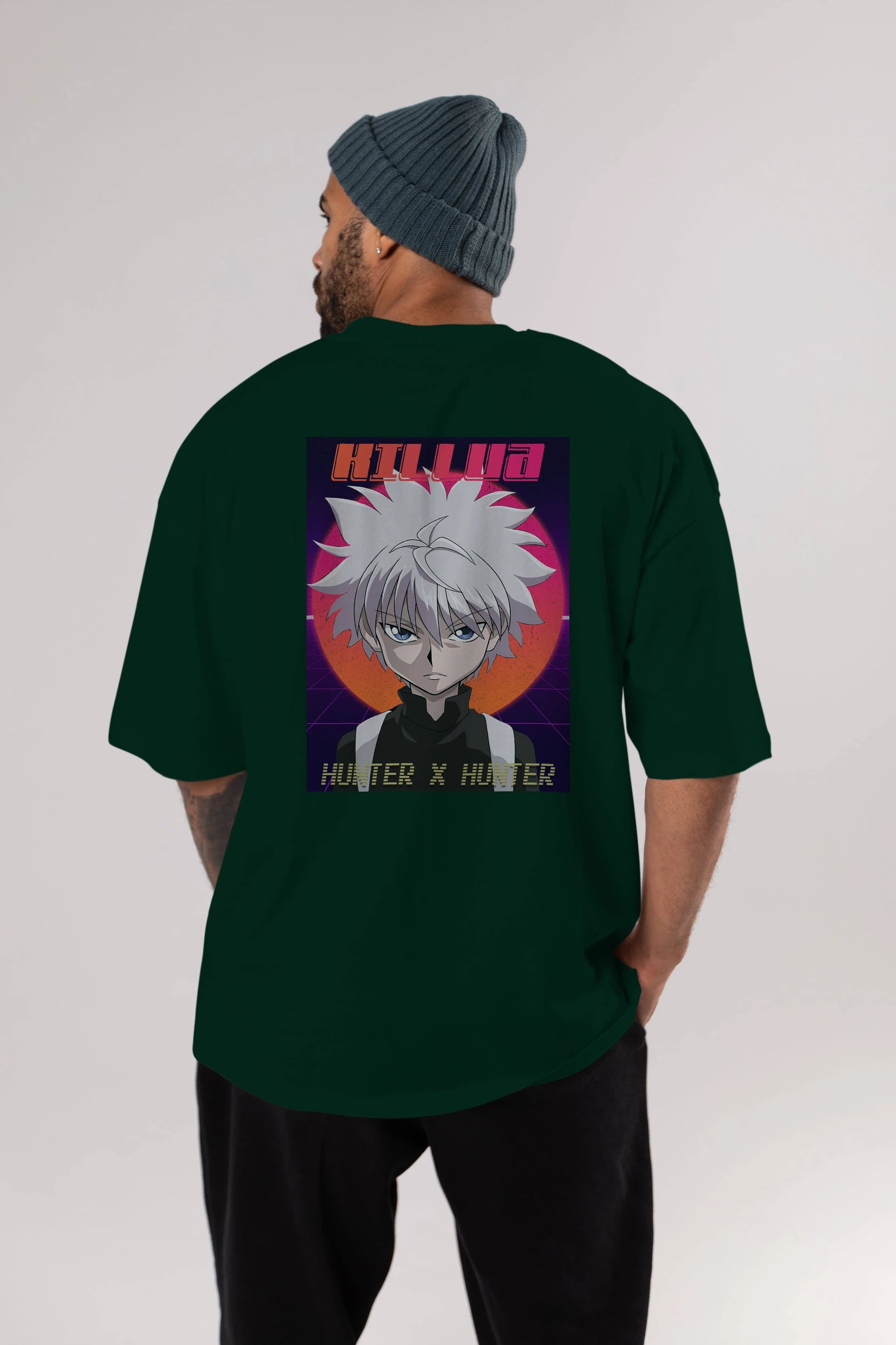 Killua Zoldyck 12 1 Anime Arka Baskılı Oversize t-shirt Erkek Kadın Unisex