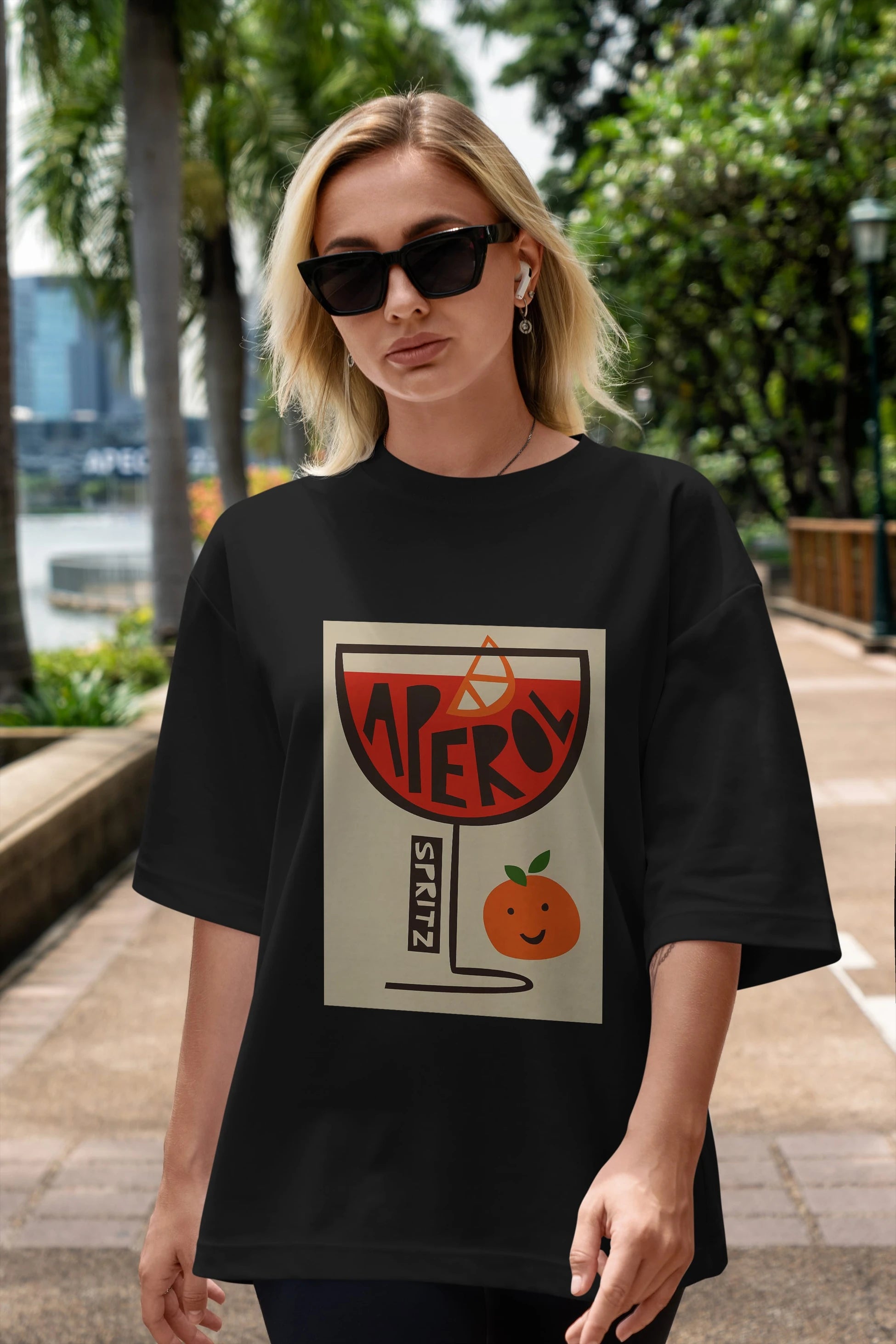 Aperol Spritz 9 Ön Baskılı Oversize t-shirt Erkek Kadın Unisex %100 Pamuk Bisiklet Yaka tişort