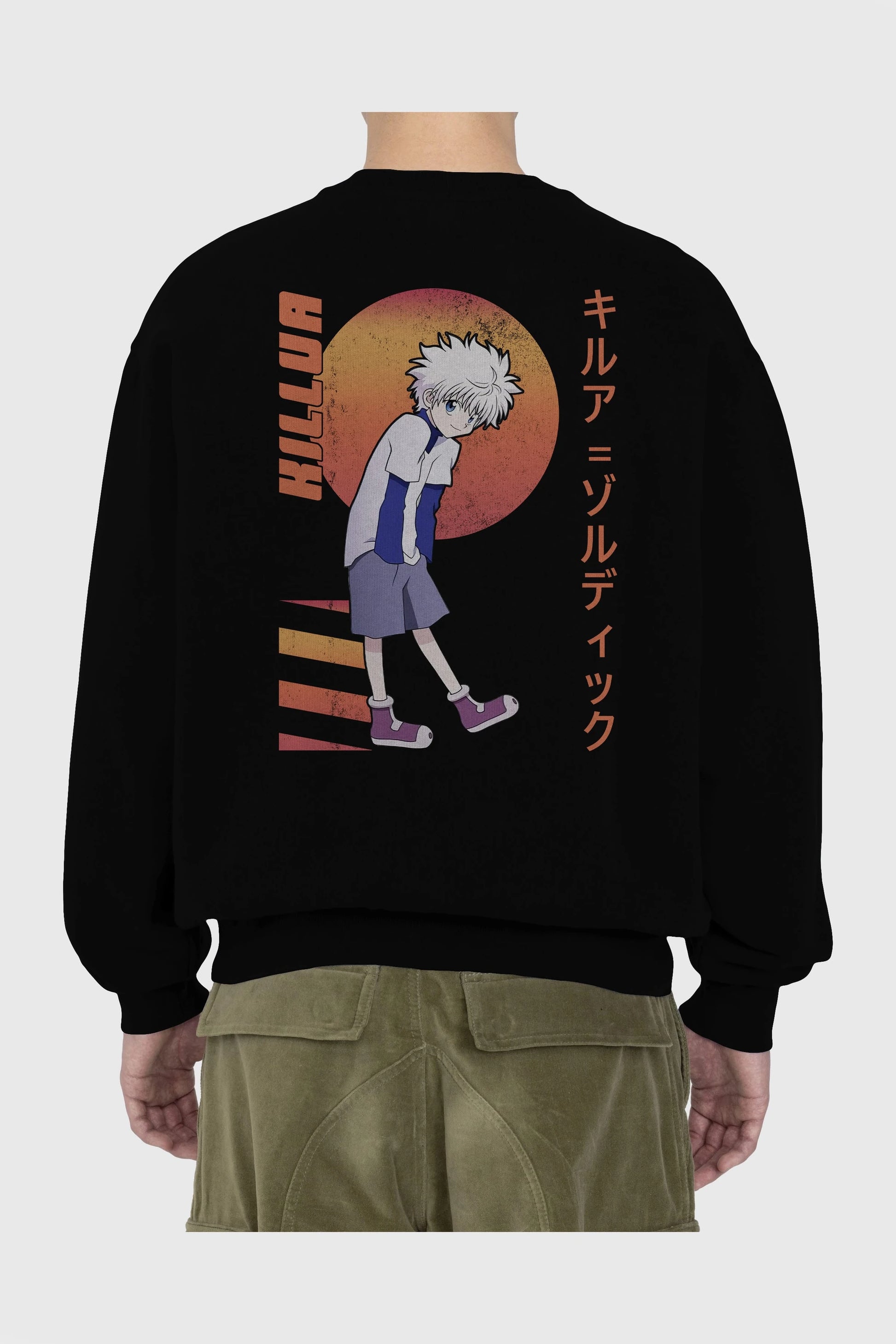 Killua Zoldyck 5 2 Anime Arka Baskılı Oversize Sweatshirt Erkek Kadın Unisex