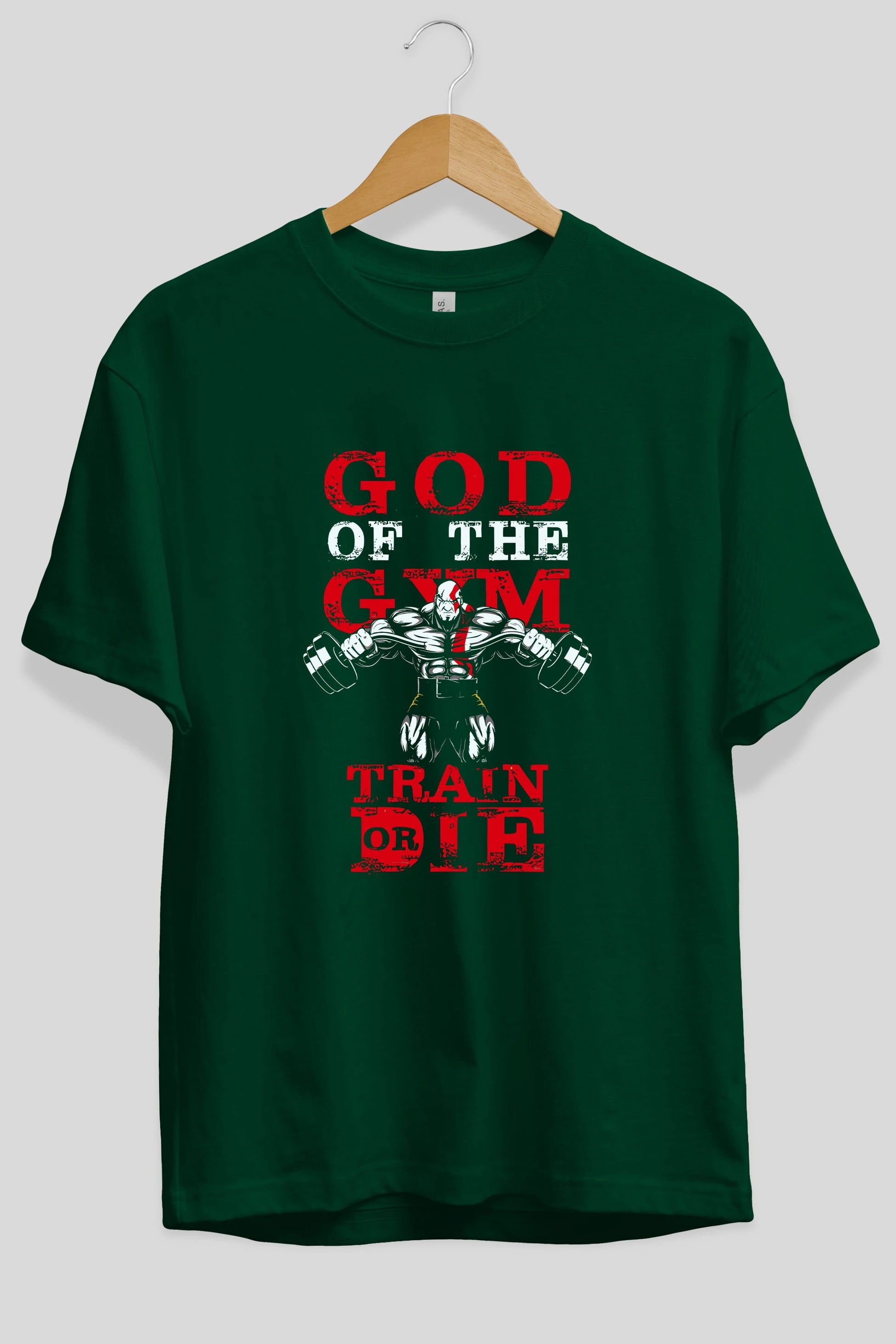 God of The GYM Ön Baskılı Oversize t-shirt Erkek Kadın Unisex %100 Pamuk Bisiklet Yaka tişort