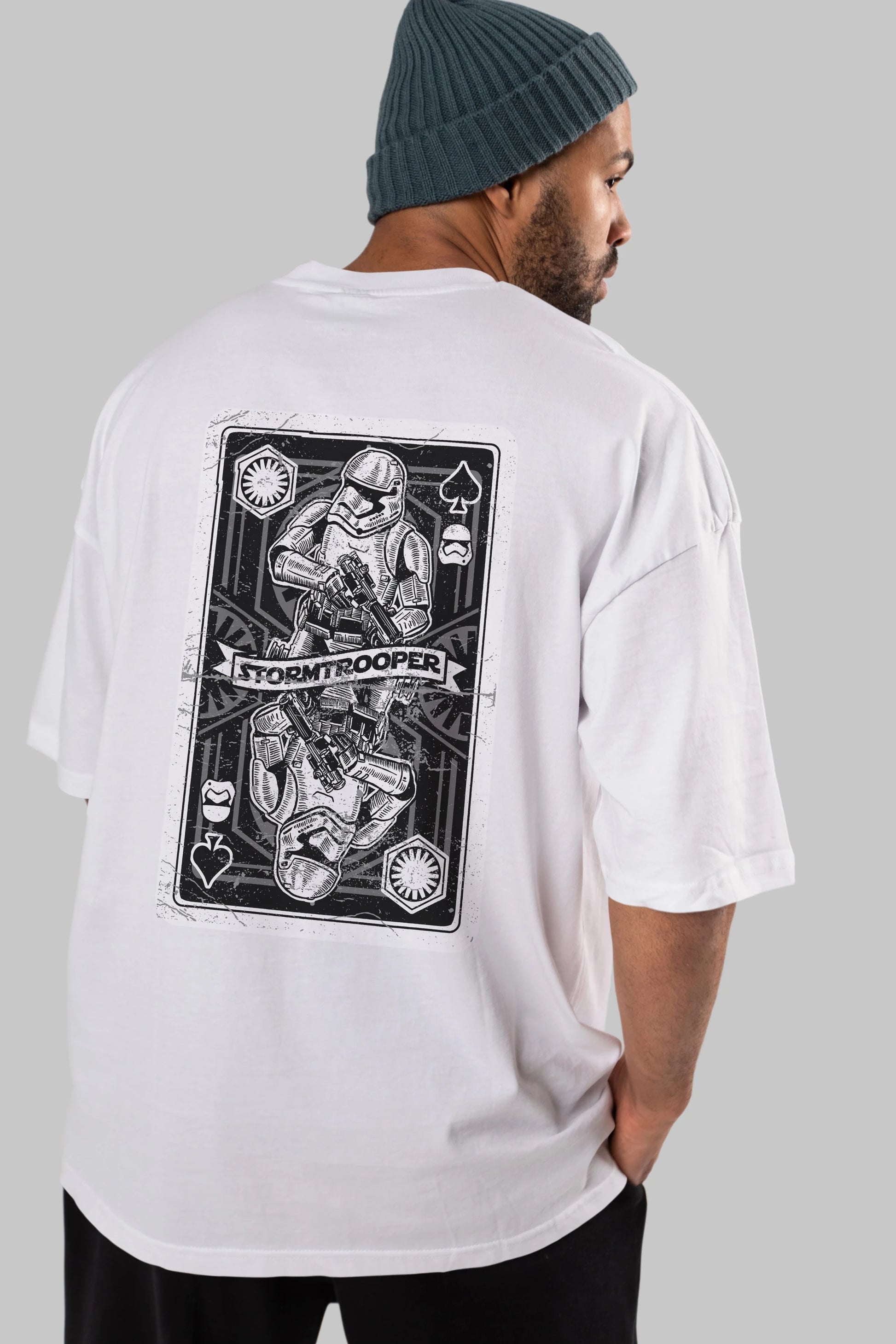 Stormtrooper Playing Card Arka Baskılı Oversize t-shirt Erkek Kadın Unisex %100 Pamuk